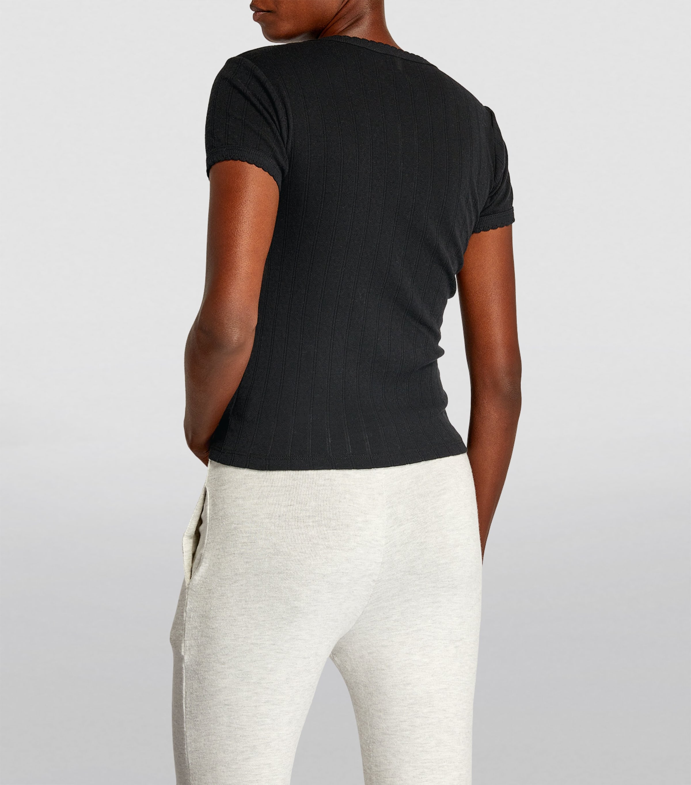 Slim Fit Pointelle T-Shirt BLACK Image 3