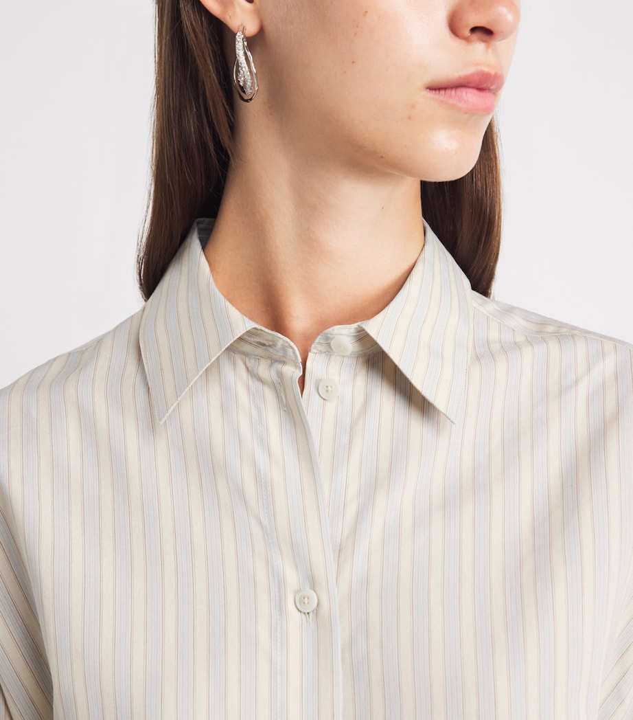 Toteme Womens Silk Oversized Stripe Shirt Yellow/sky Image 3
