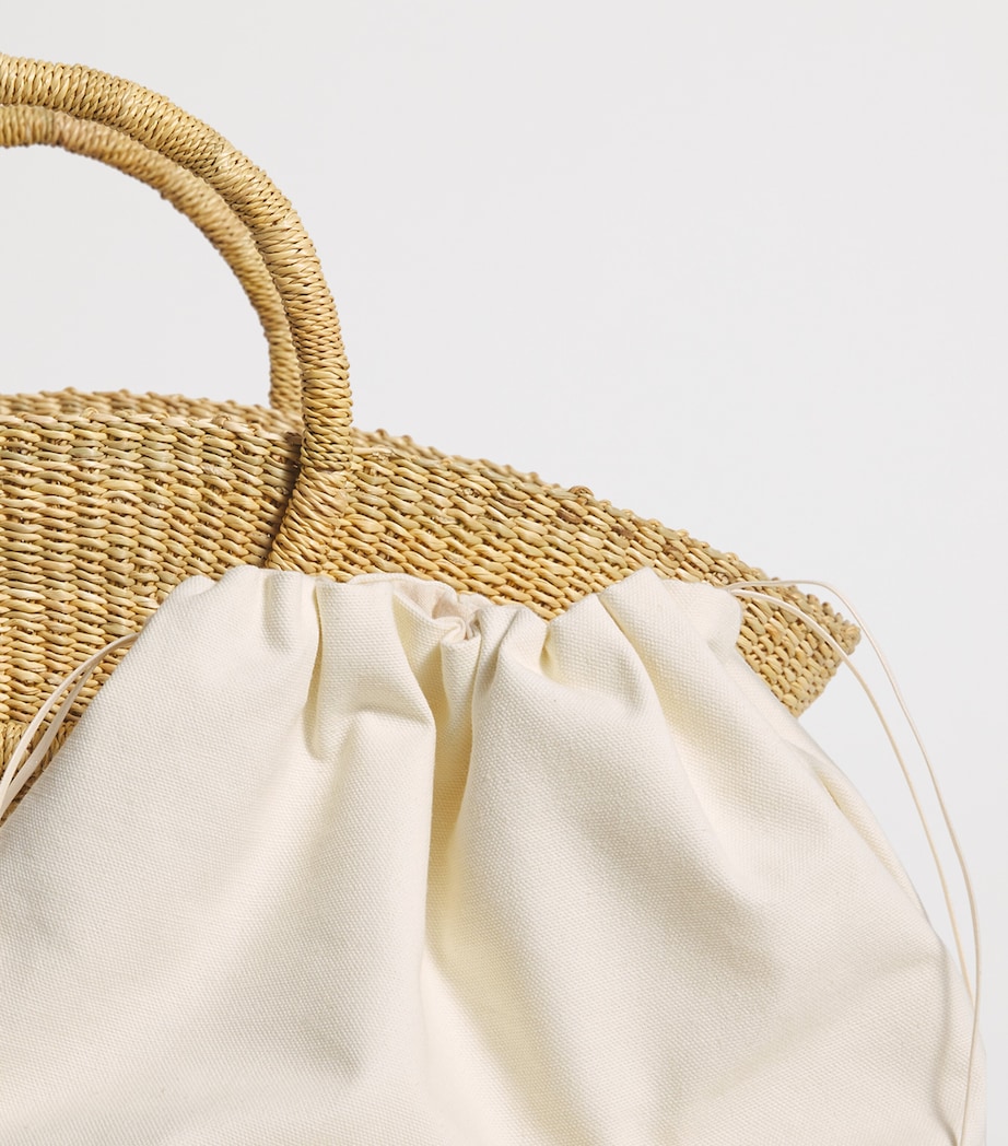 Medium Straw Luna Tote Bag NATRAL NATRAL ECRU B Image 6