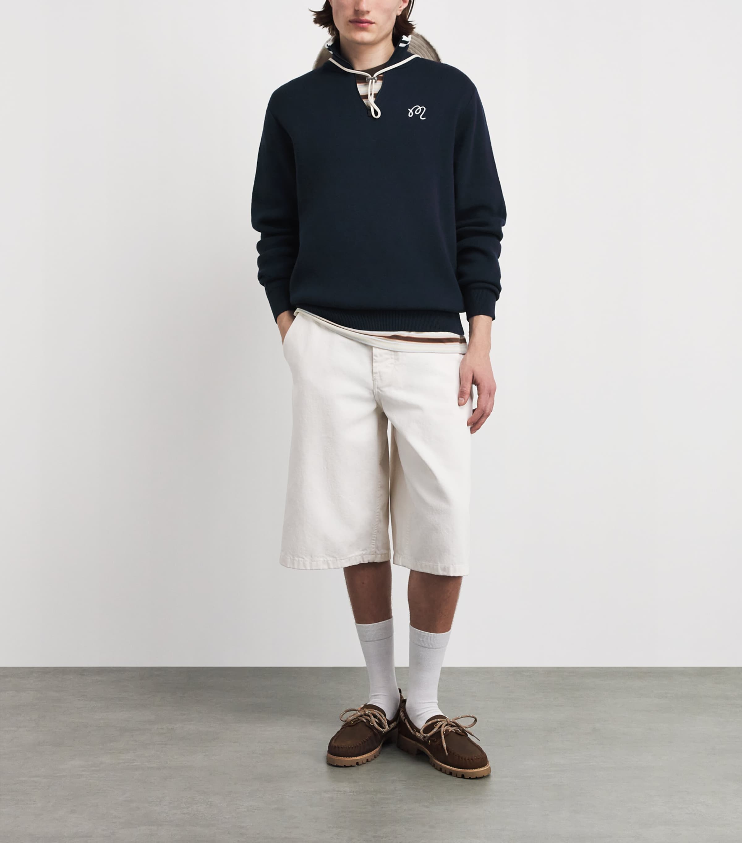 Malbon Mens Sorrel Quarter-Zip Sweater Navy Image 2