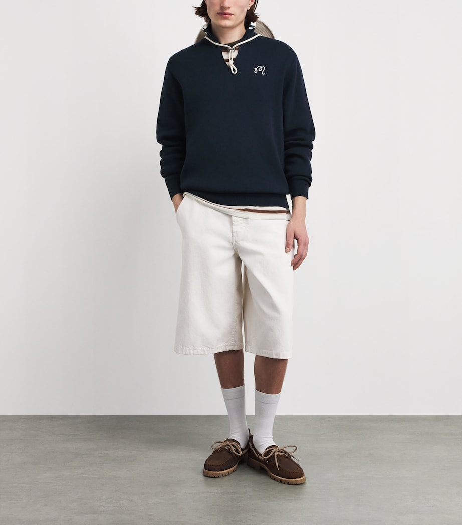 Malbon Mens Sorrel Quarter-Zip Sweater Navy Image 2