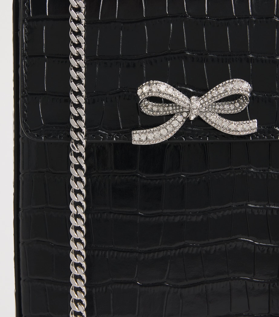 Mini Croc-Embossed Leather Top-Handle Bag BLACK Image 4