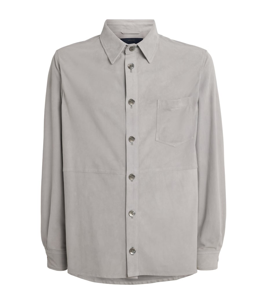 Paul & Shark Mens Aqua Suede Overshirt Light Grey Image 1