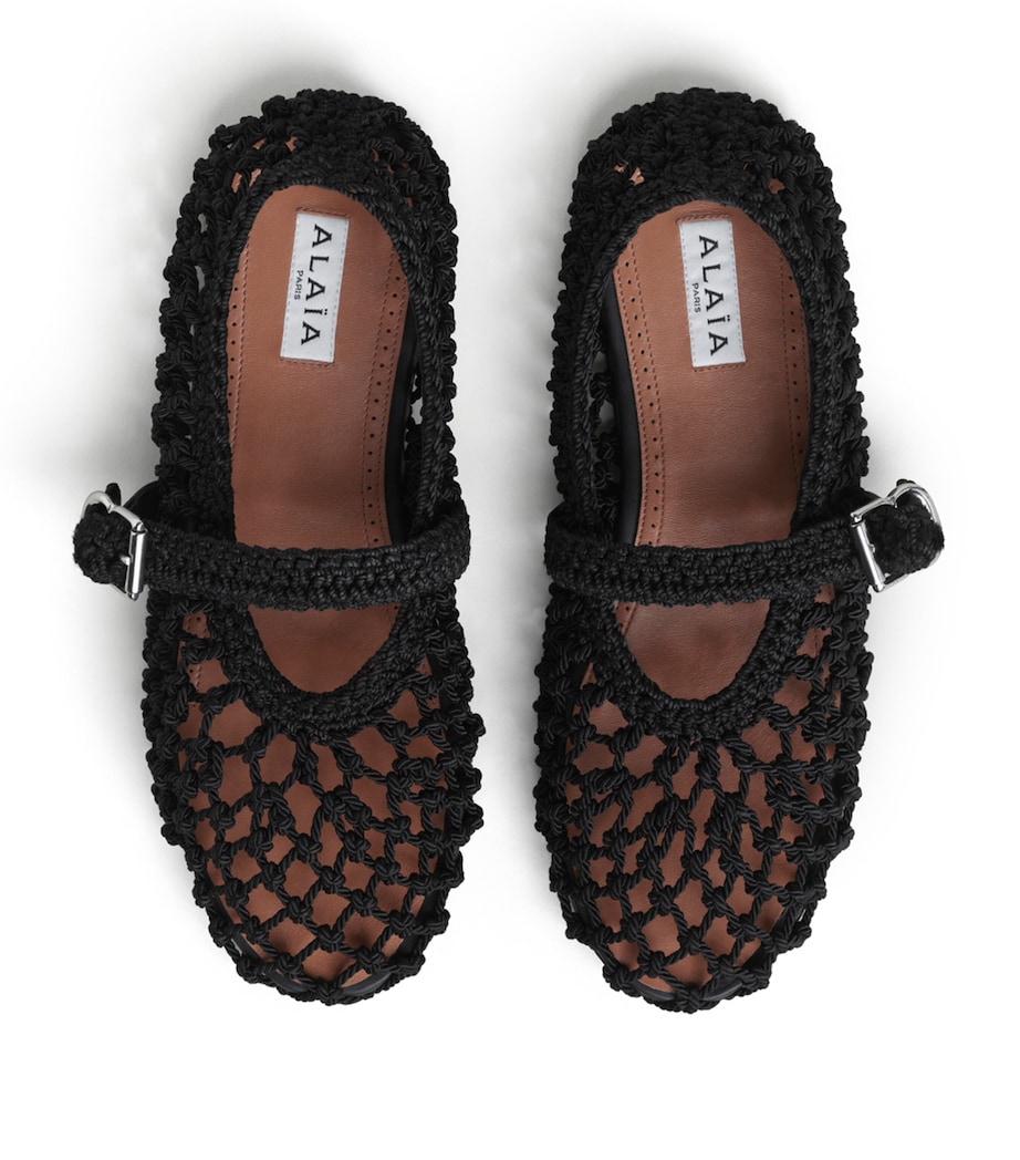 Alaïa Satin Crochet Ballet Flats Noir Image 2