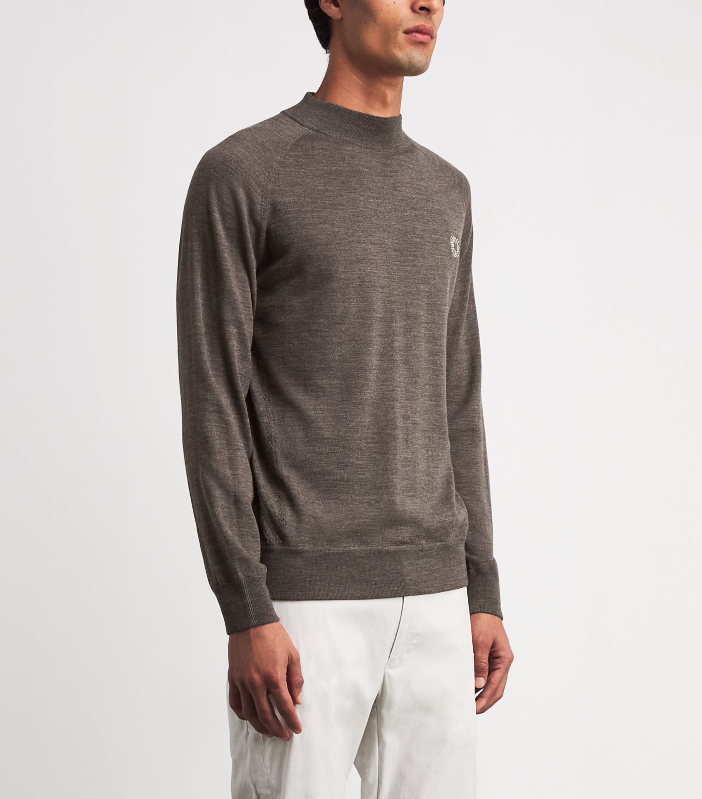 Alba Mens Wool Embroidered Sweater Melange Be Image 4