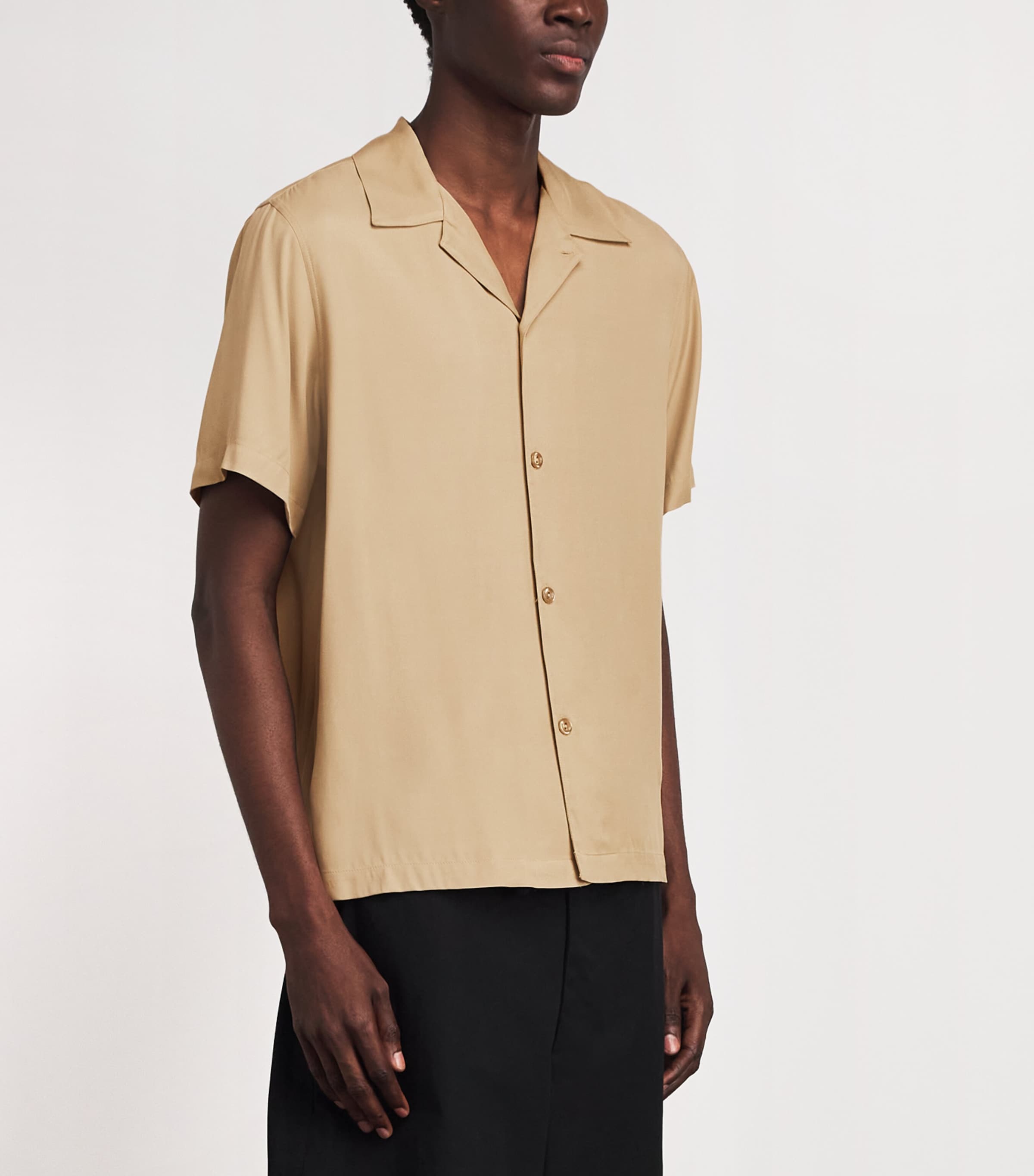 Sandro Paris Mens Short-Sleeve Shirt Cappucino Image 4