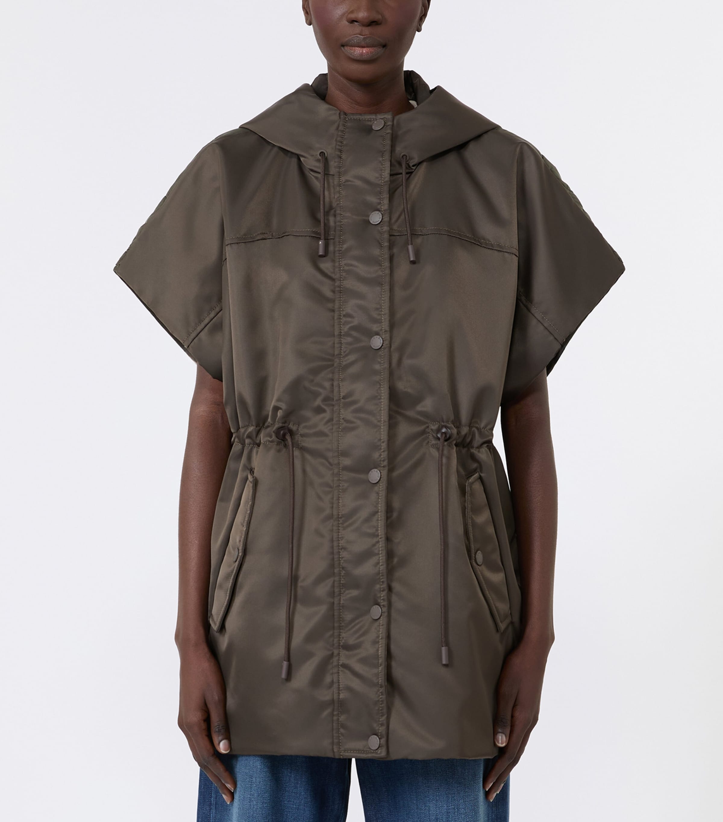 Weekend Max Mara Womens Sleeveless Hooded Puffer Jacket Mud Image 2