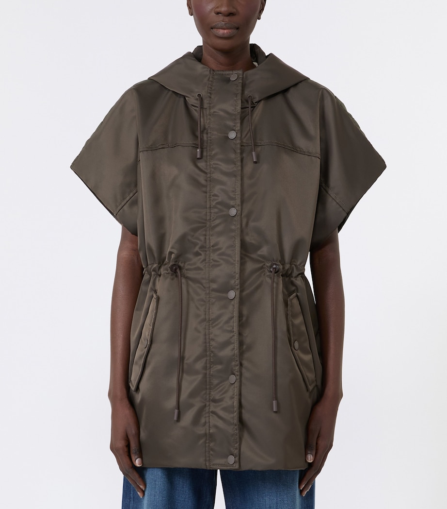 Weekend Max Mara Womens Sleeveless Hooded Puffer Jacket Mud Image 2