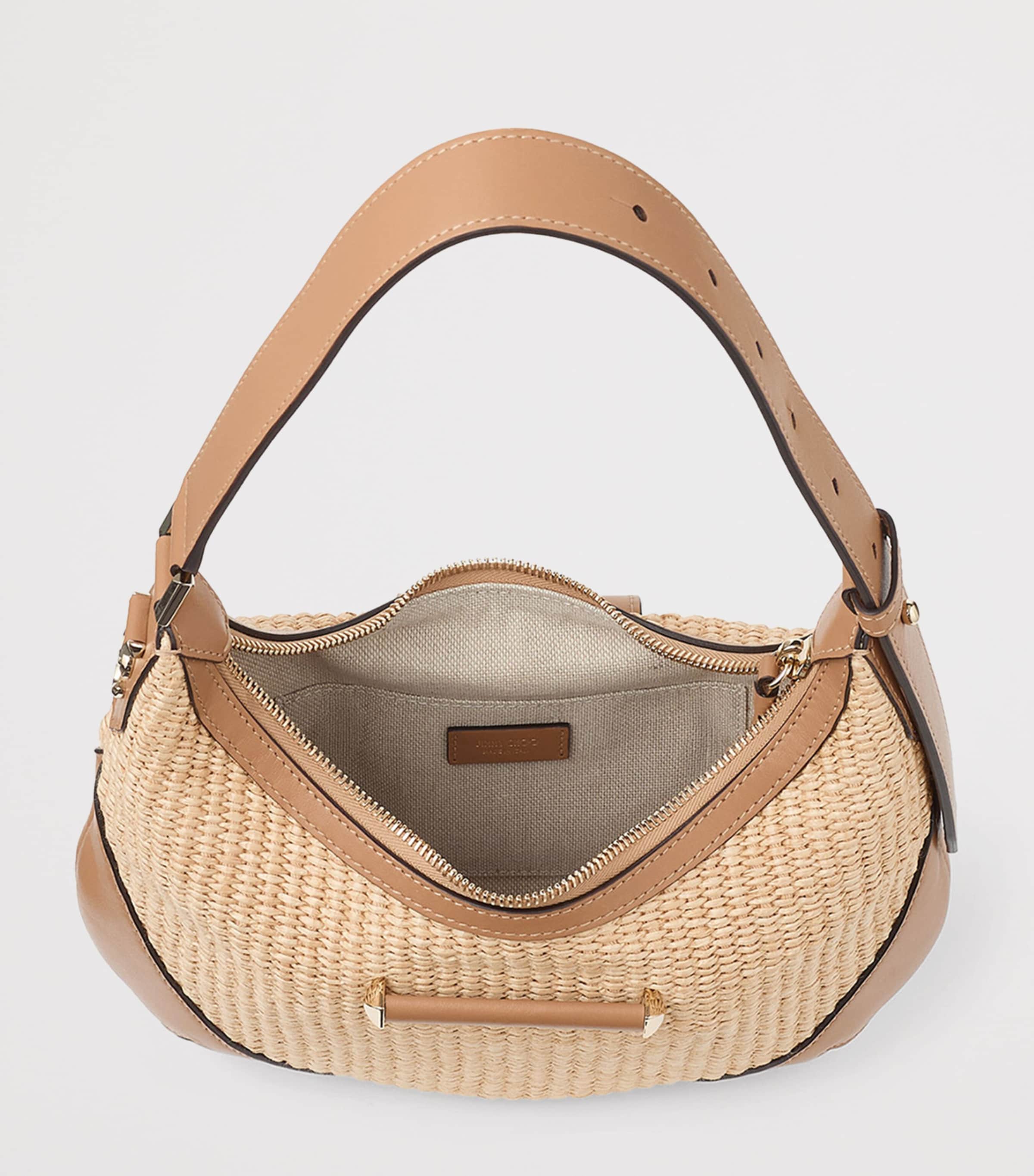 Jimmy Choo Small Raffia Bar Shoulder Bag Natural/toffee/shiny Image 5