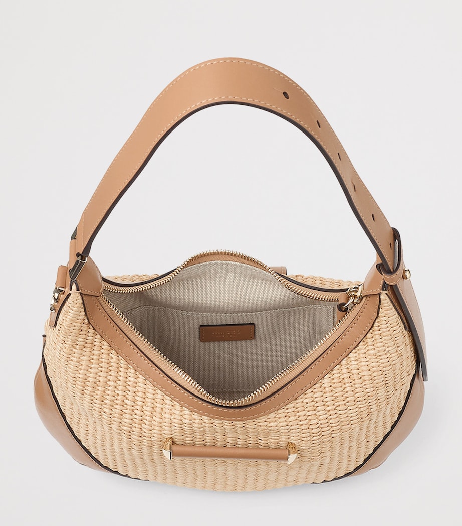 Jimmy Choo Small Raffia Bar Shoulder Bag Natural/toffee/shiny Image 5
