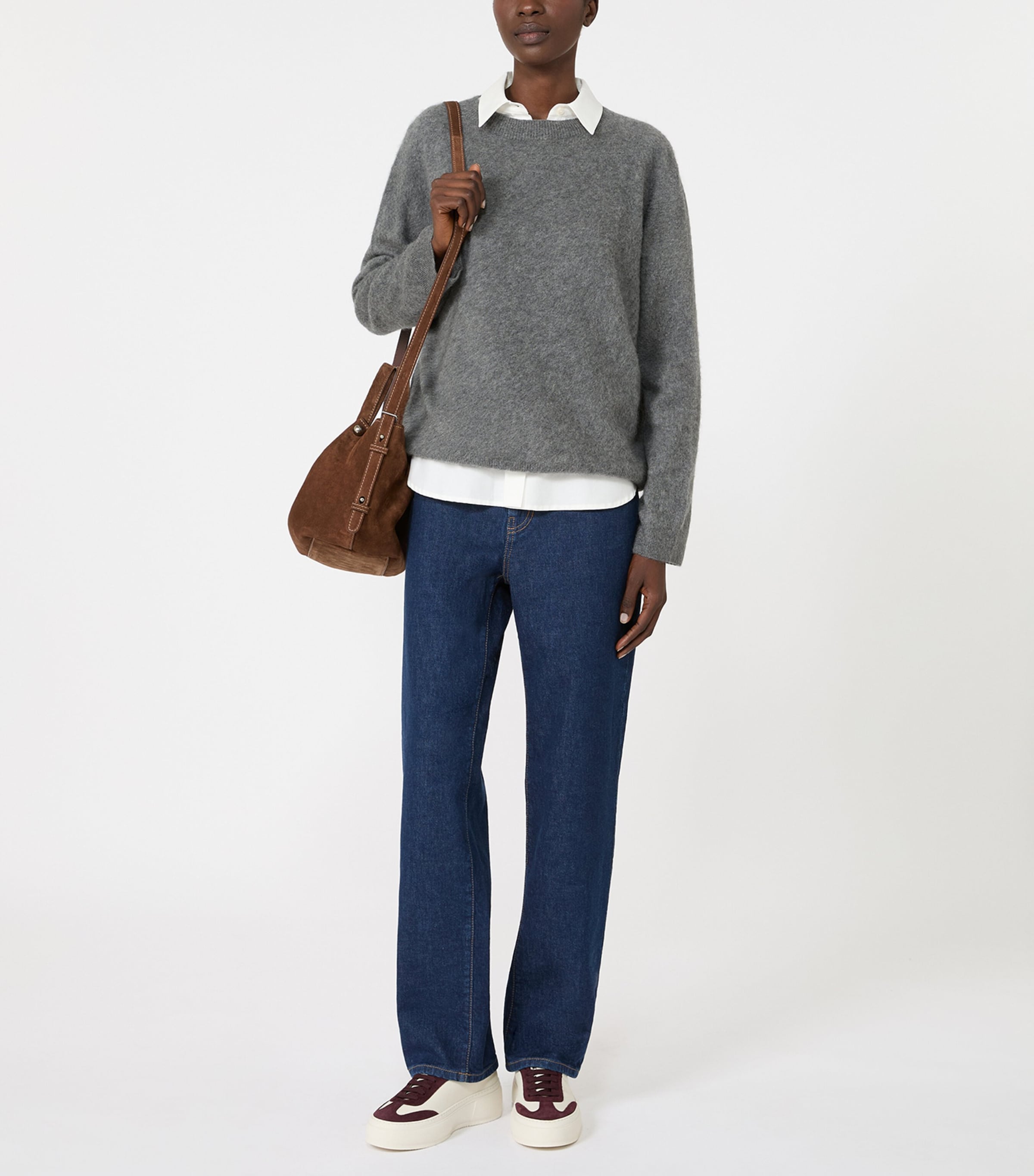 Weekend Max Mara Womens Virgin Wool-Cashmere Sweater Dark Grey Image 2