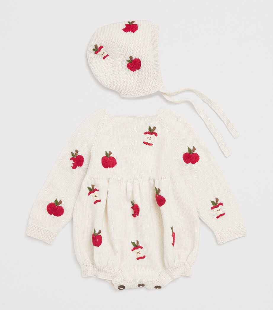Merino Wool Apple Bonnet (0-24 Months) CREAM WHITE Image 3