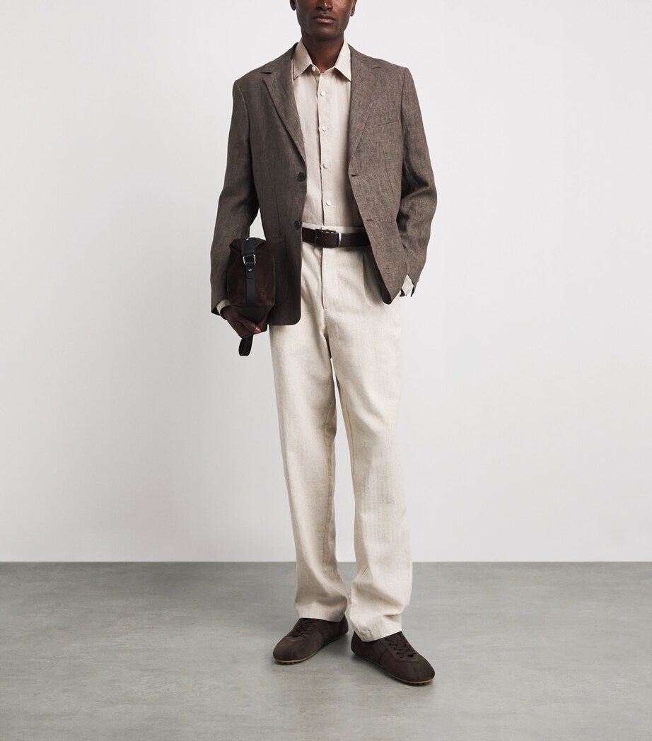 Sunspel Mens Linen Shirt Brgt Hazelwood Image 2