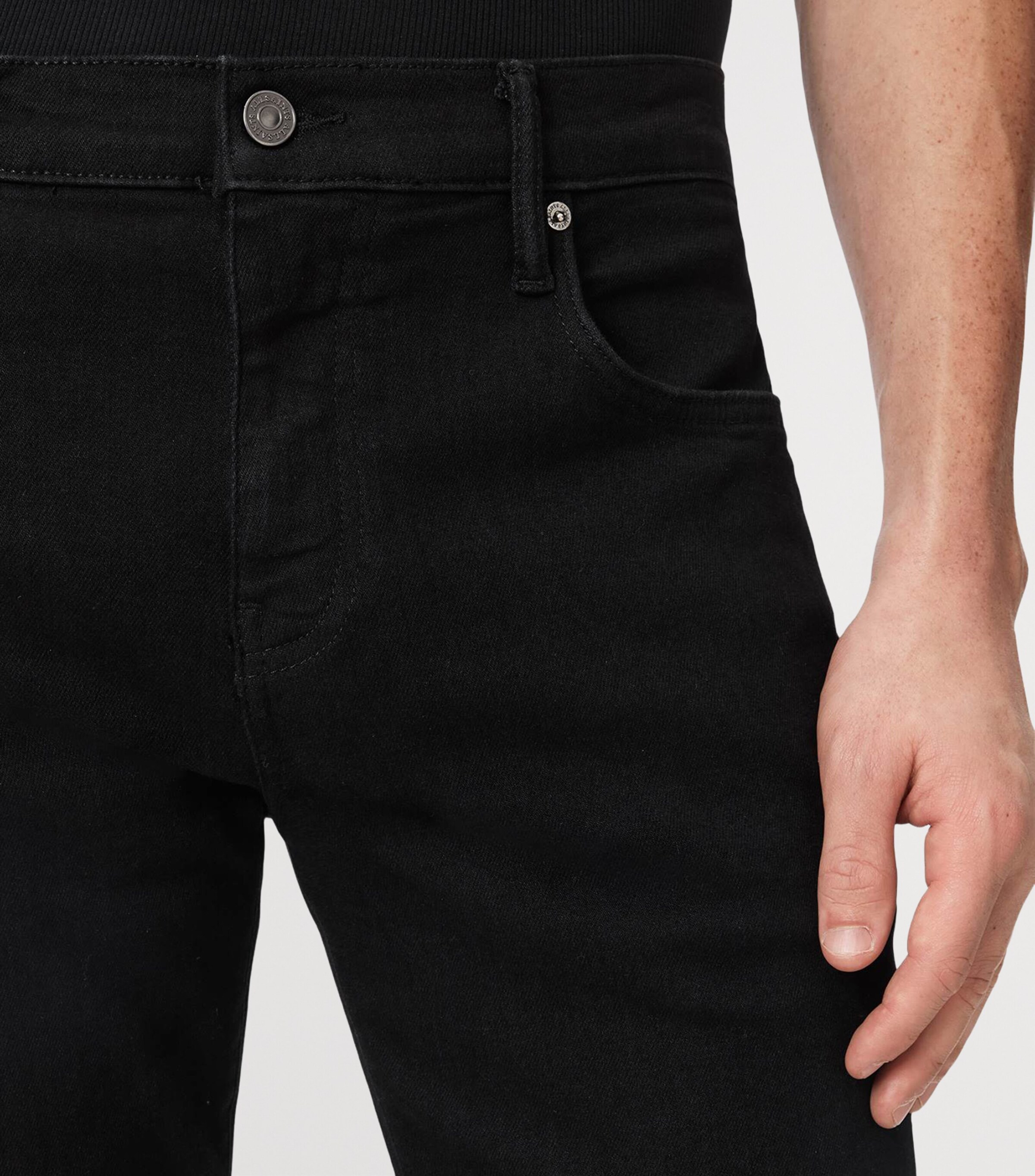 AllSaints Mens Sid Ultra Skinny Jeans Jet Black Image 7