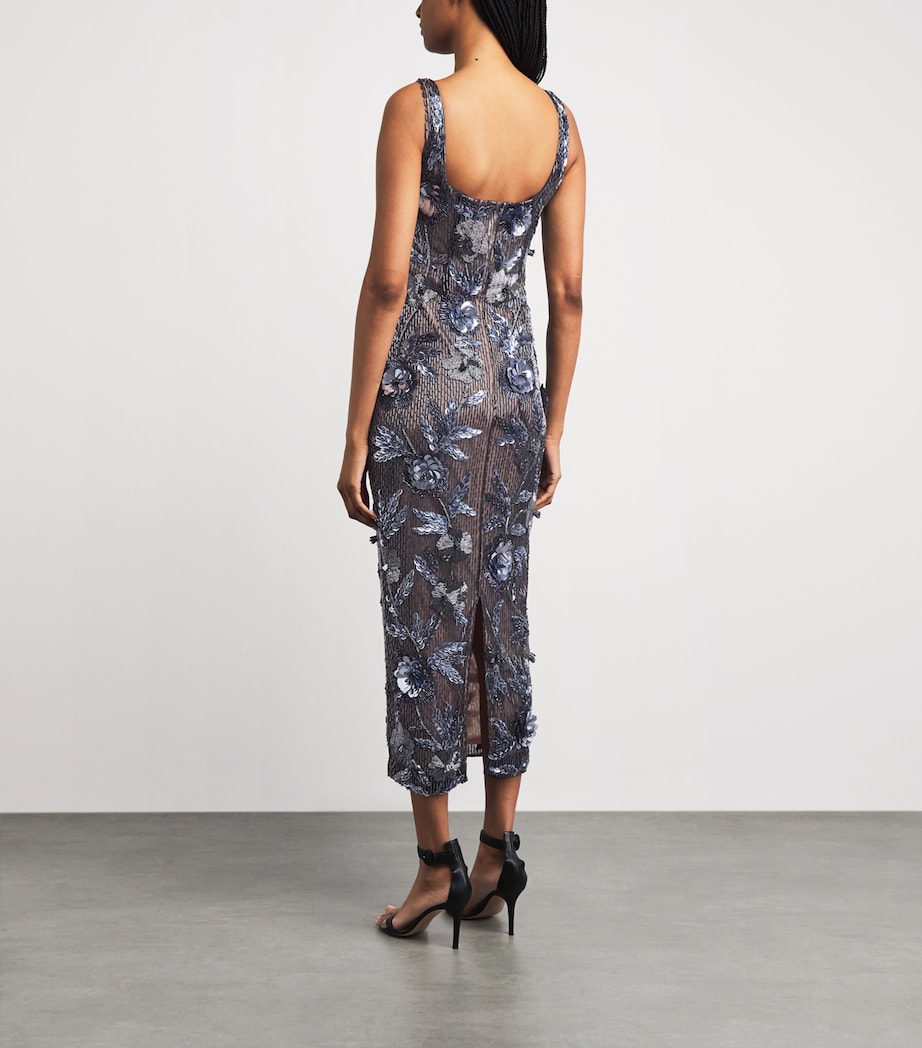 Rachel Gilbert Womens Embellished Pierre Midi Dress Navy Image 4