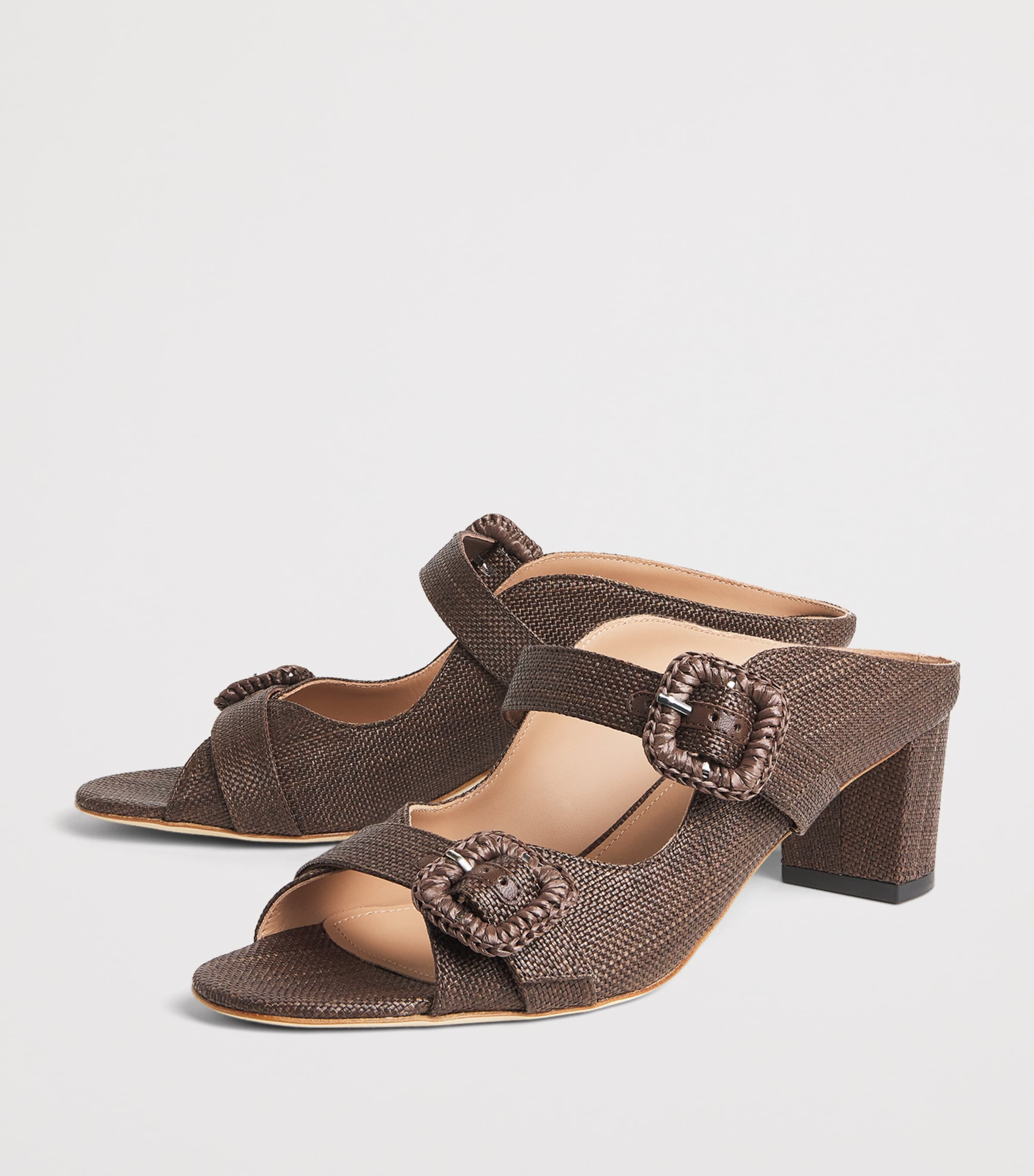 Malone Souliers Raffia Kimmy Heeled Mules 45 Dark Brown Image 3