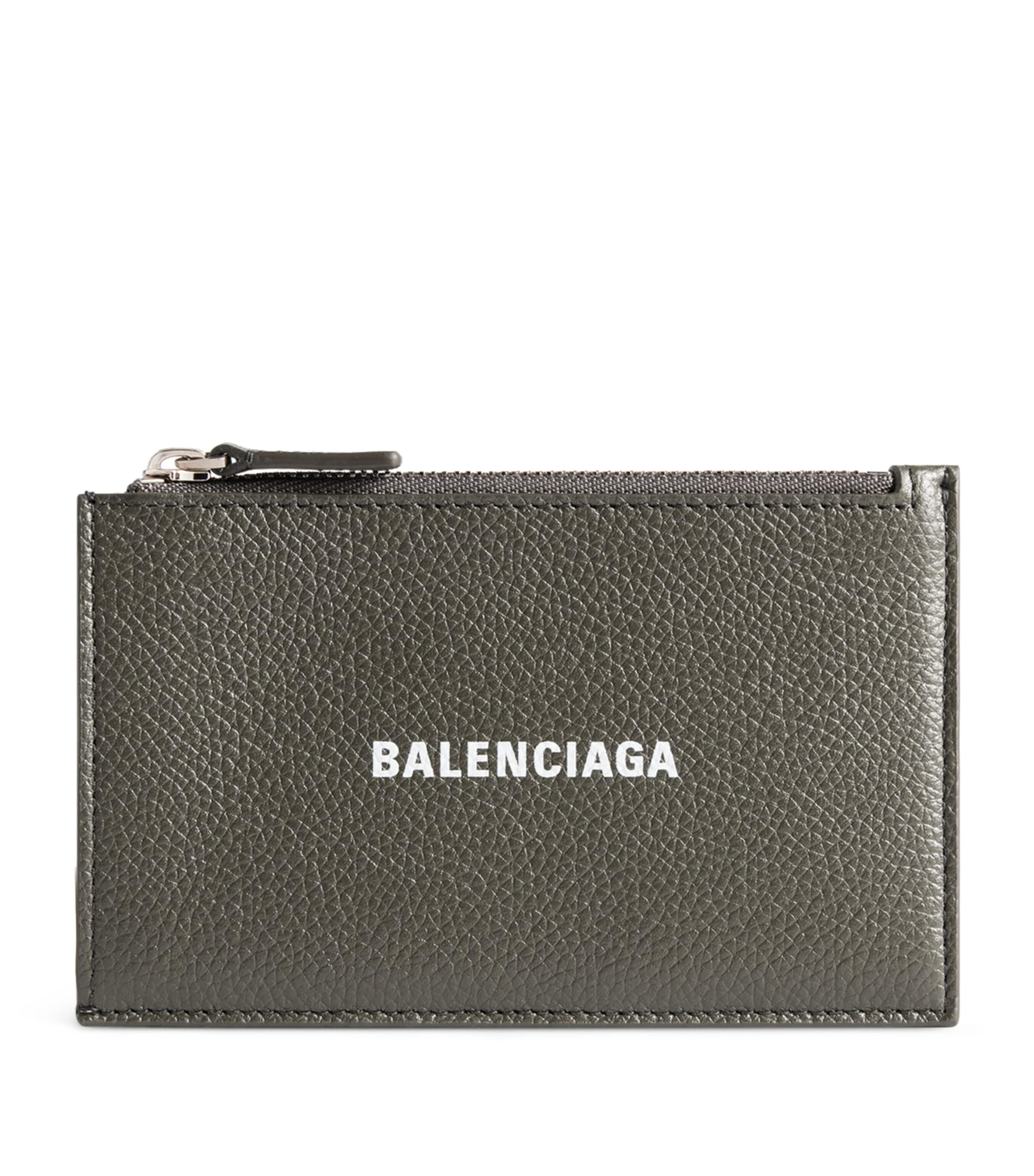 Balenciaga Leather Zip-up Card Holder In Green