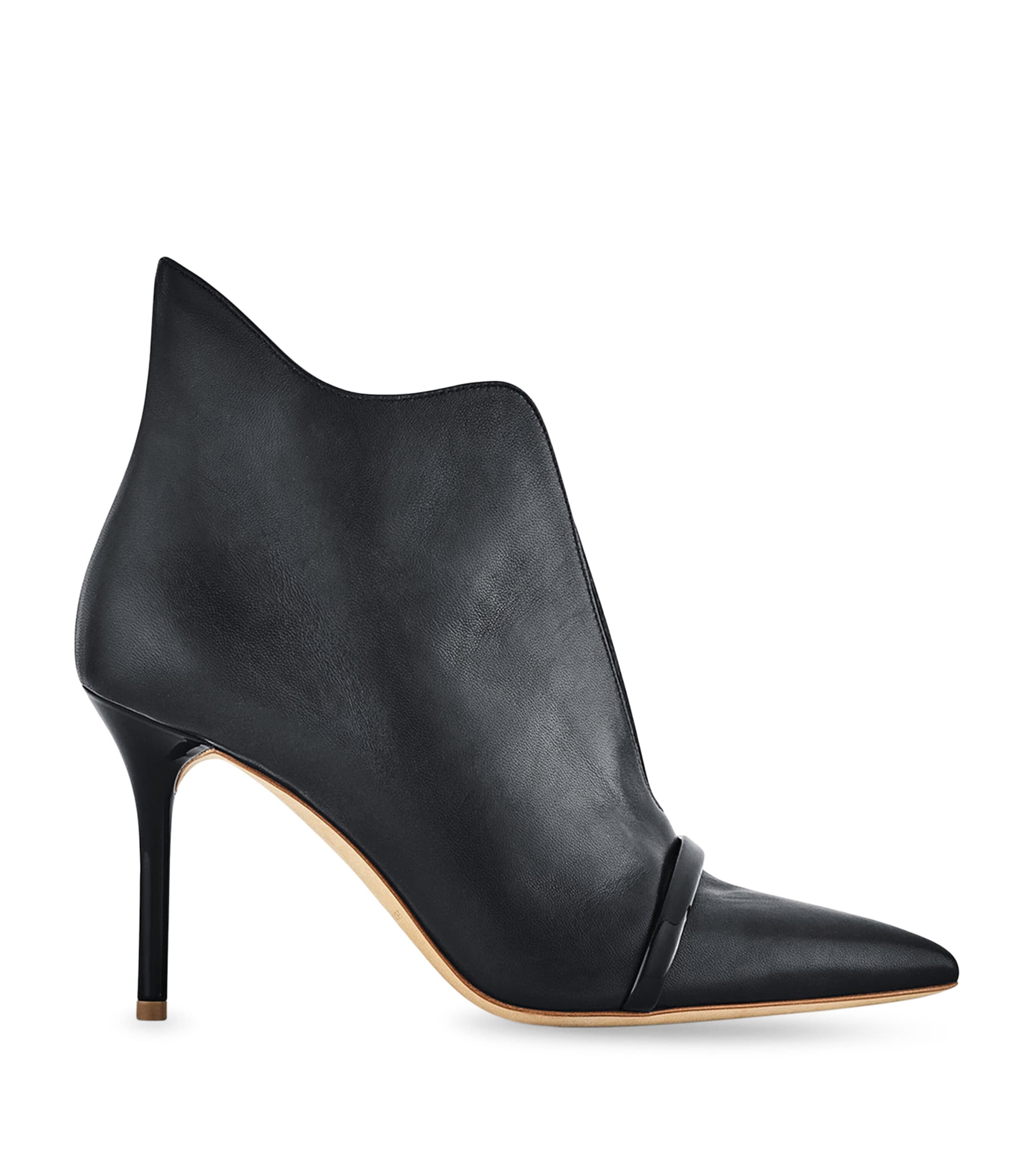 Leather Cora Heeled Ankle Boots 85 BLACK Image 1