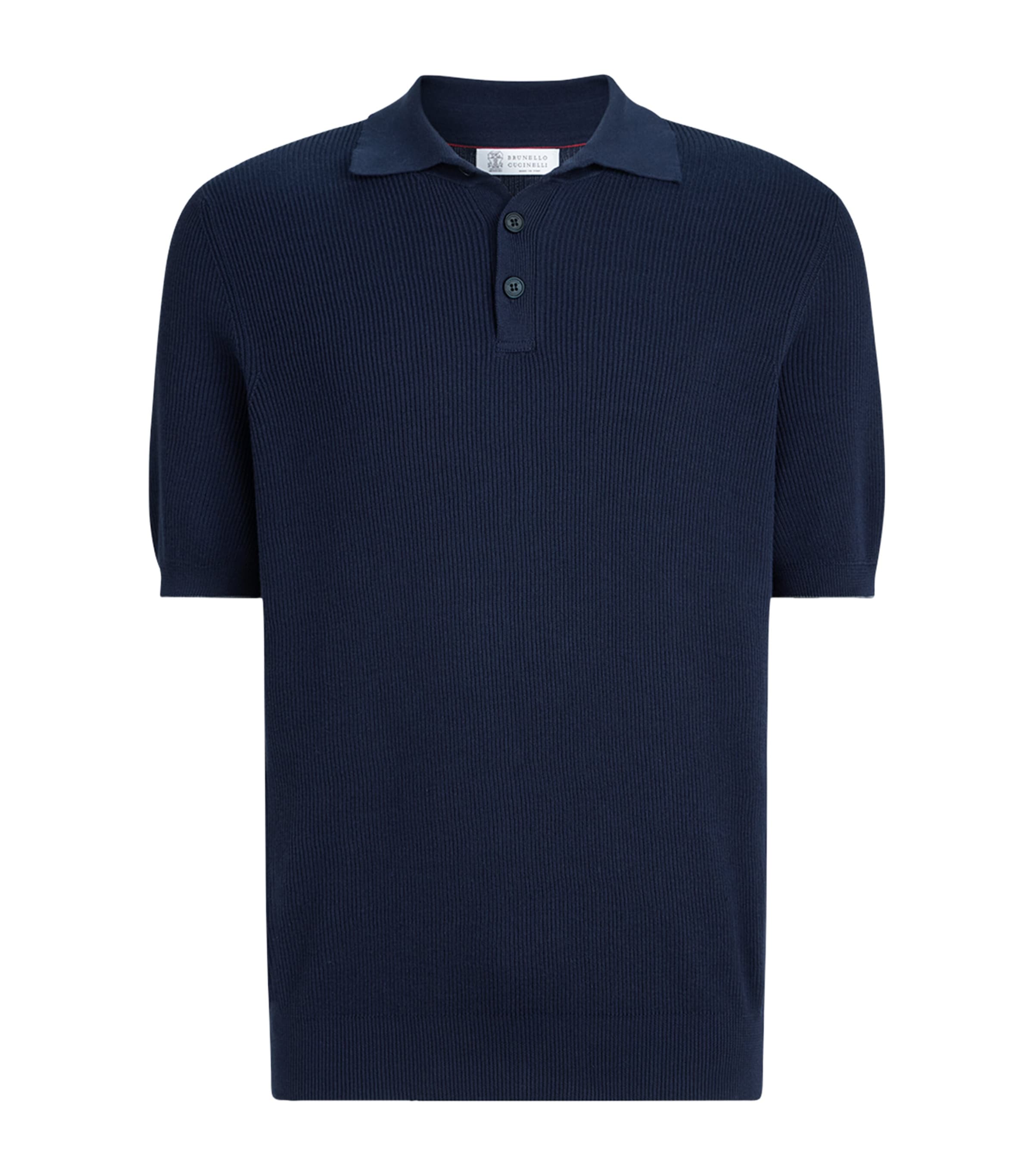 Brunello Cucinelli Mens Cotton Rib-Knit Polo Shirt Image 1