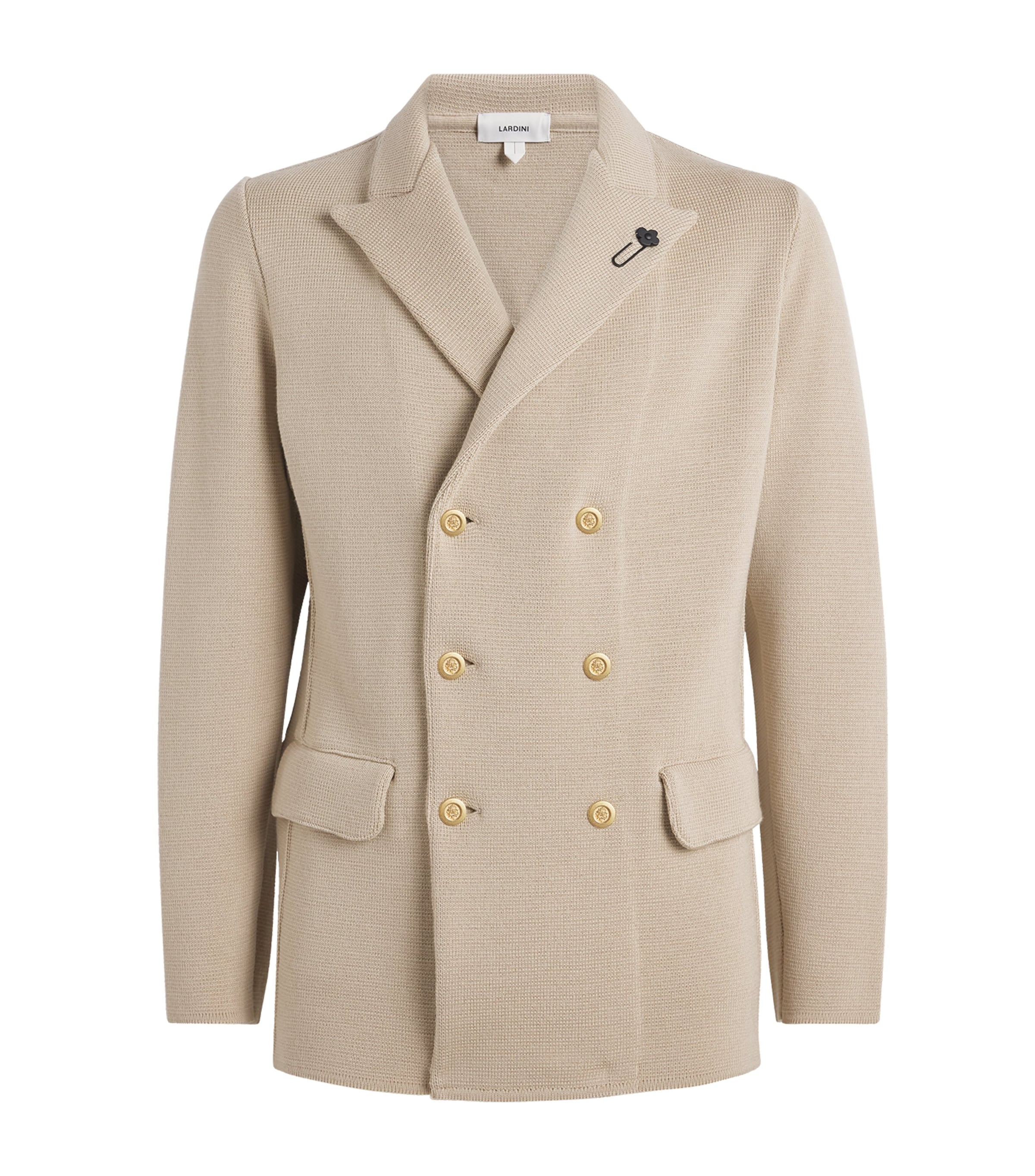 Lardini Virgin Wool Knitted Blazer In Neutral