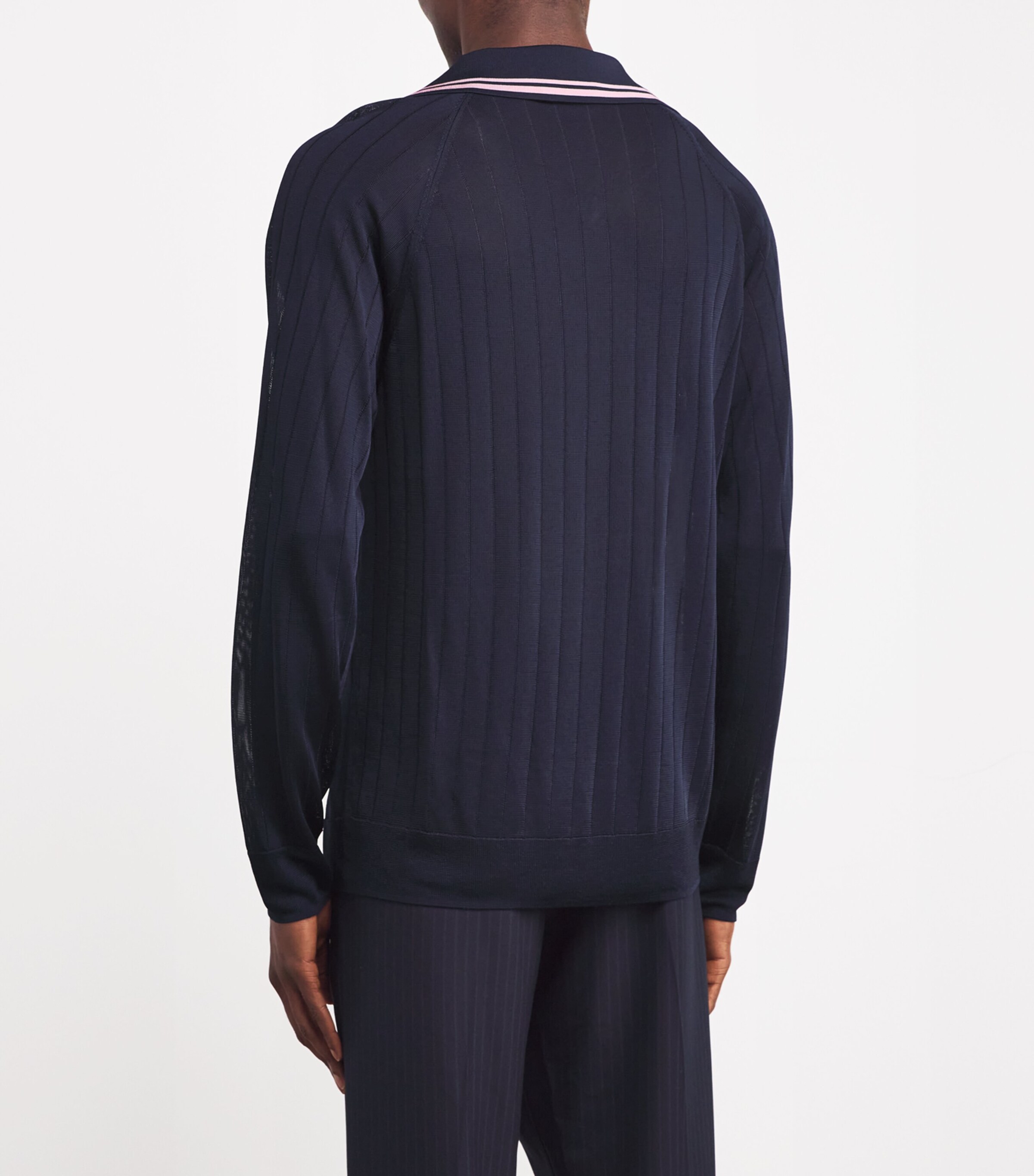 Wales Bonner Navy Roots Knitted Polo Shirt | Harrods US