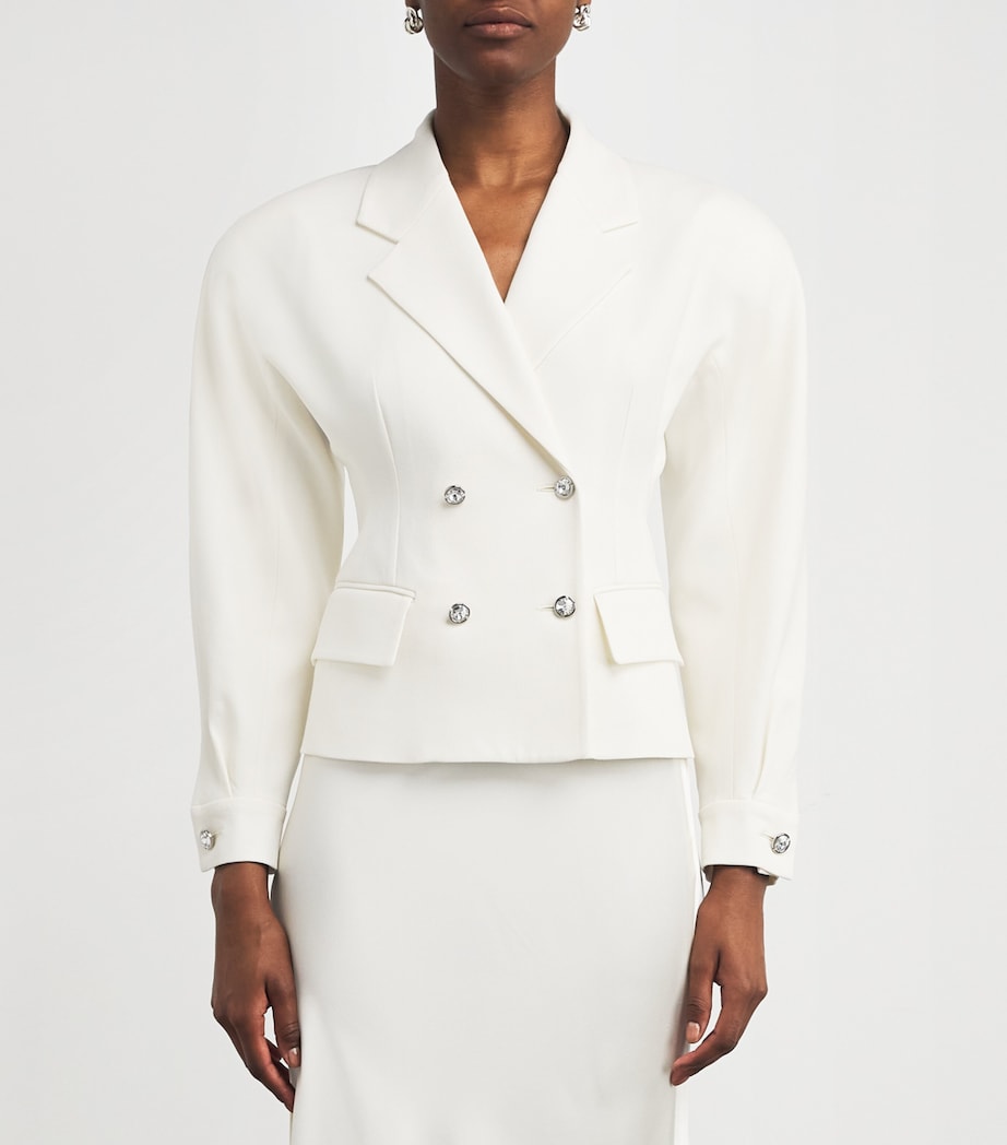 Wool-Blend Crepe Jacket 0822 WHITE Image 3