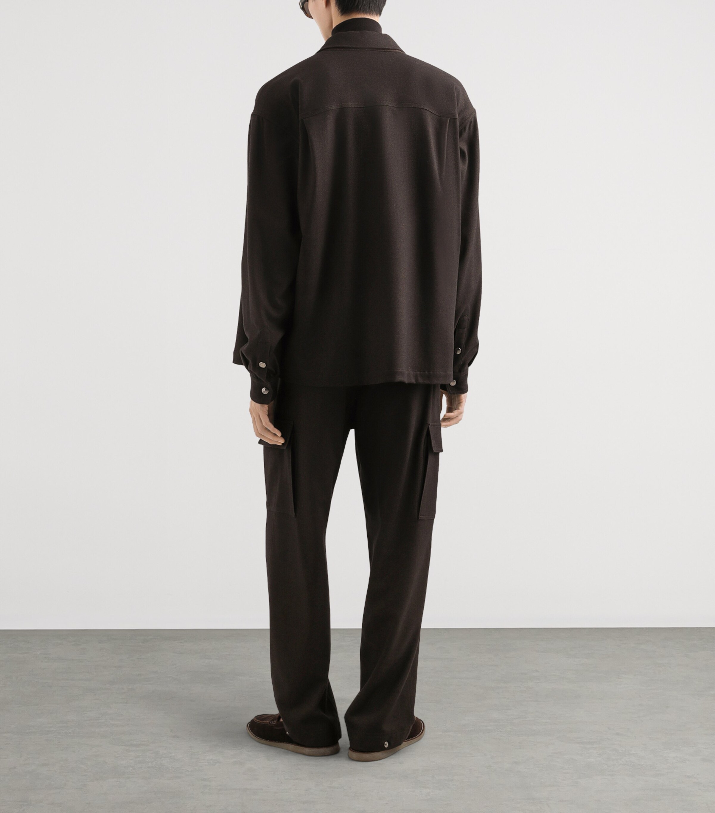 Wool-Blend Cargo Trousers M3977-BROWN Image 4