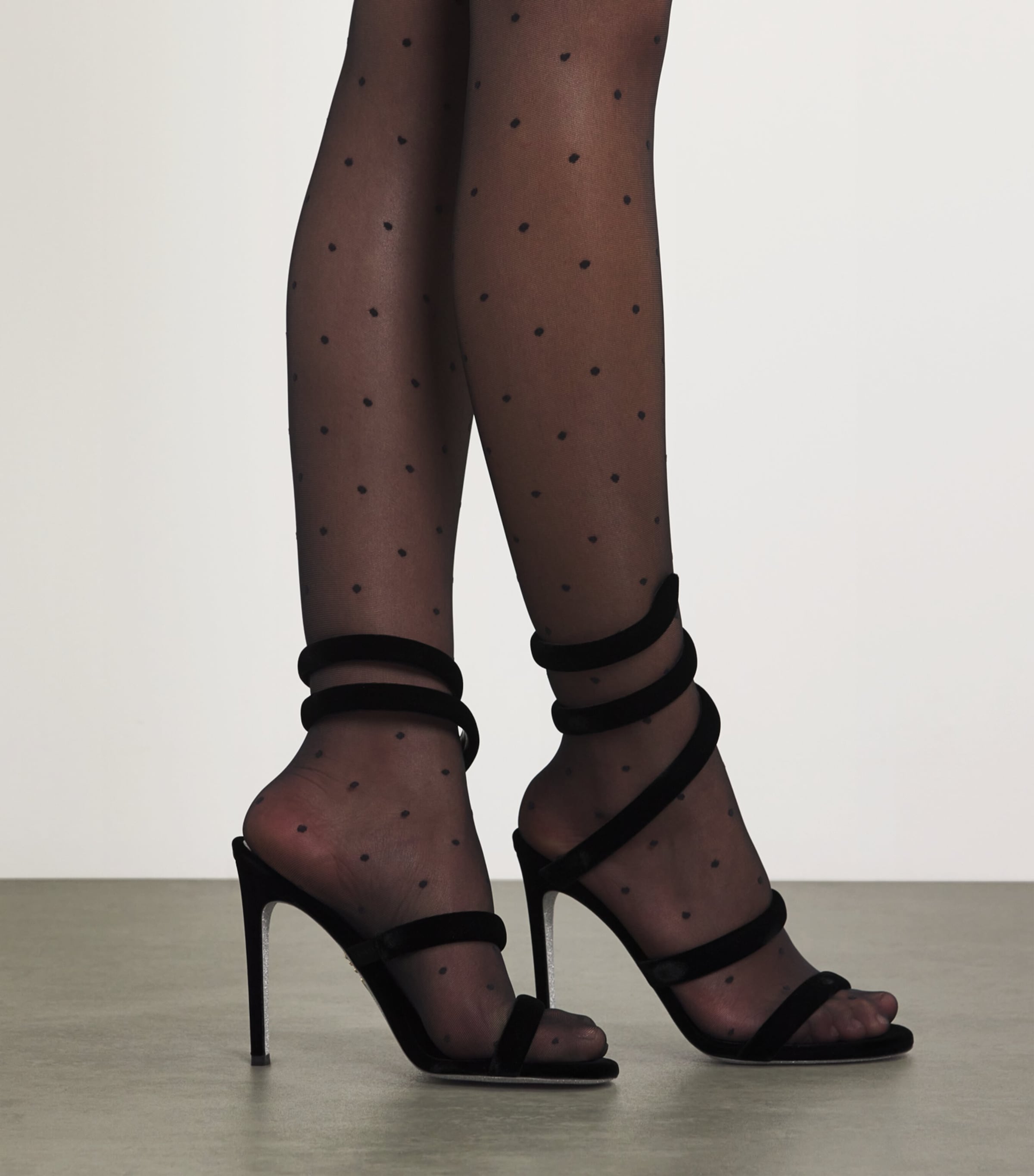 René Caovilla Velvet Cleo Sandals 105 Black Image 2