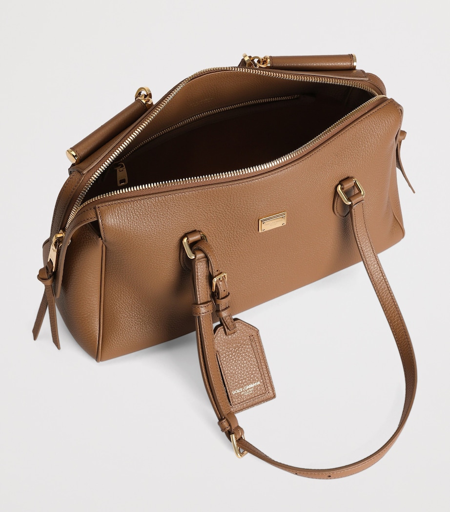 Dolce&Gabbana Calfskin Vittoria Shoulder Bag Caramello Image 6