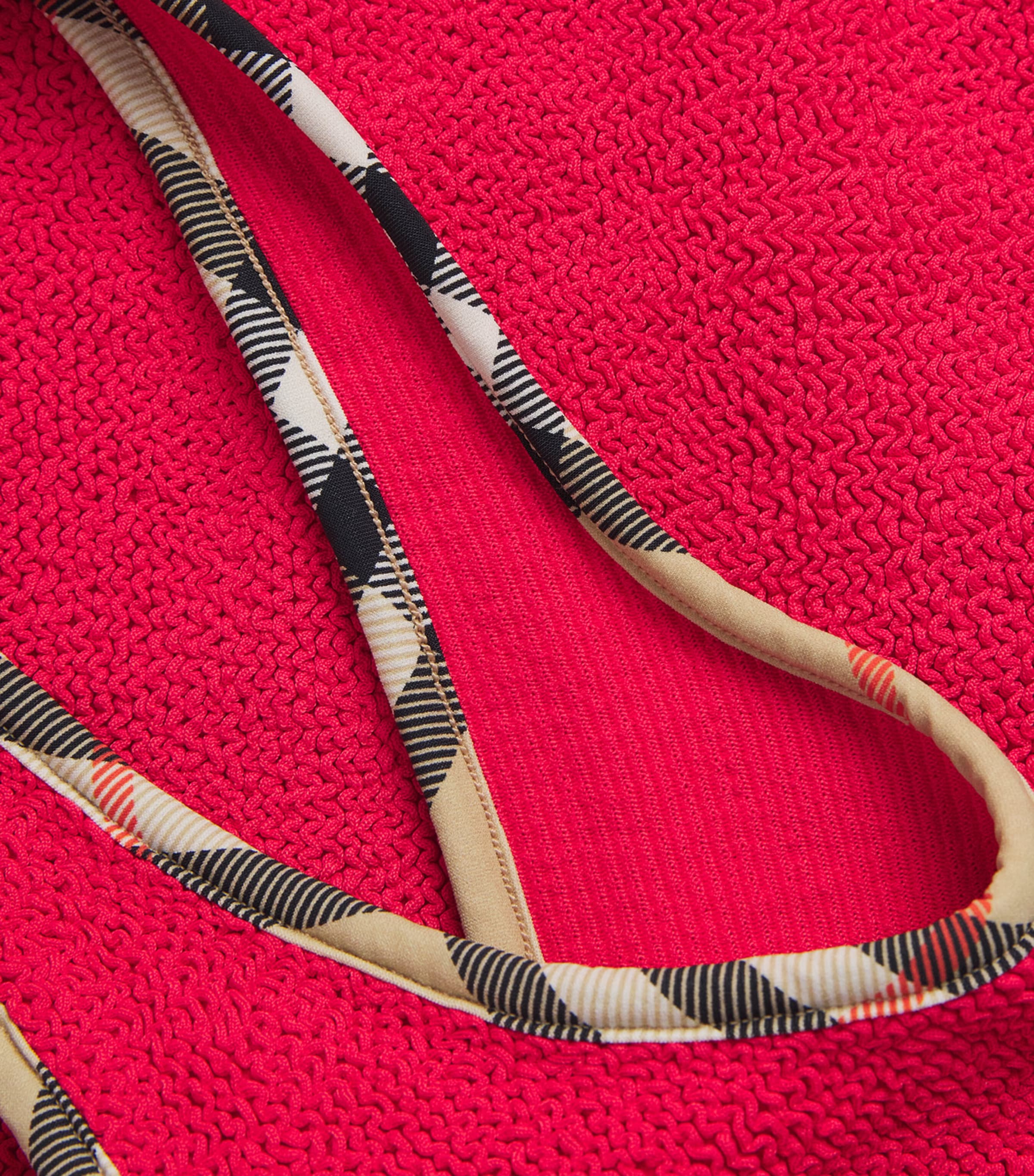 Burberry x Hunza G Womens x Burberry Check-Trim Faye Swimsuit Red Image 5