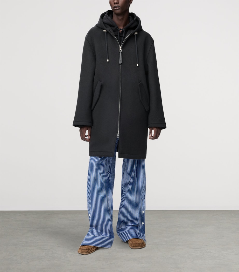 Wool Hooded Coat BLACK Image 2