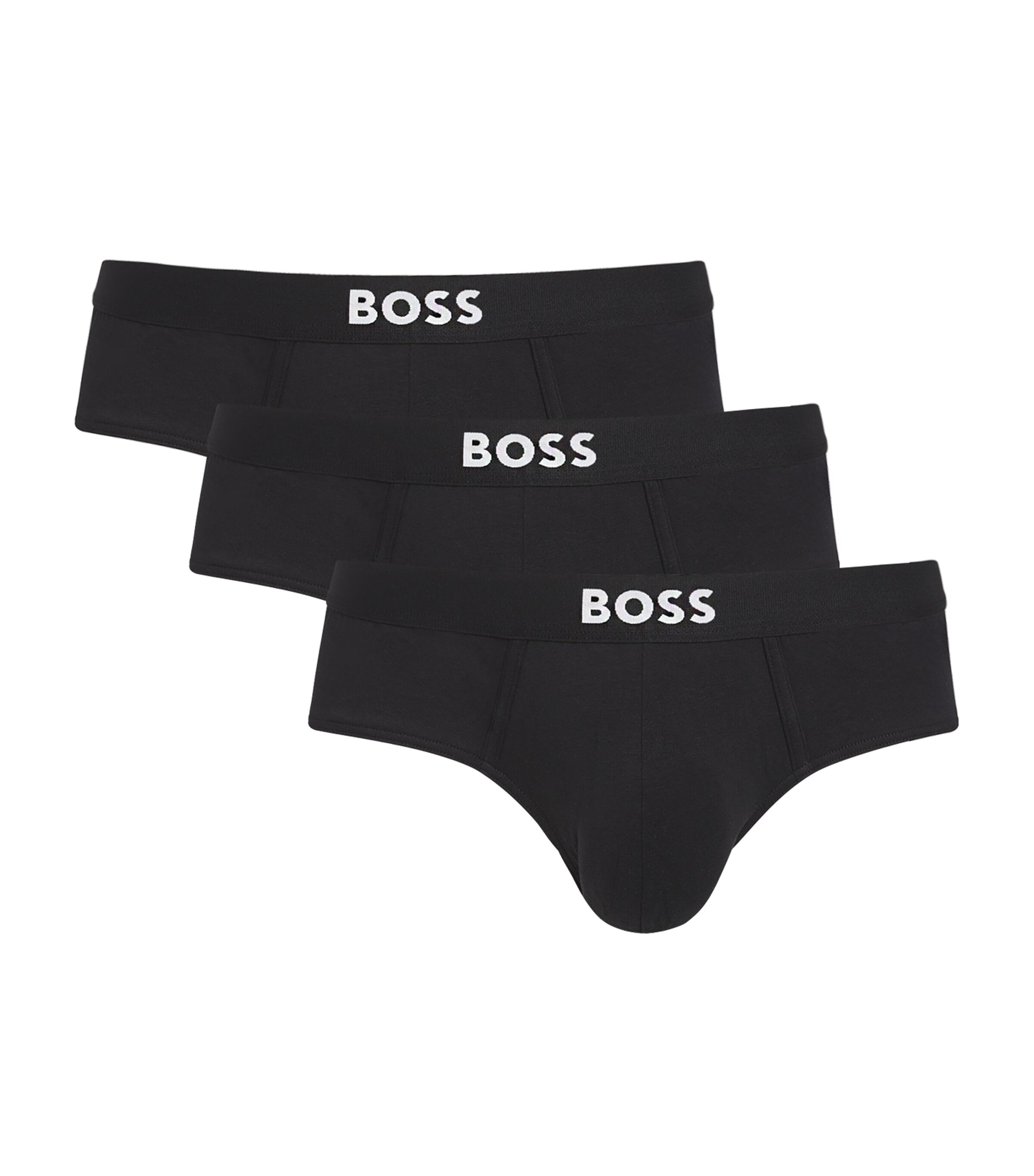 Shop Hugo Boss Stretch-cotton Logo Briefs In Black