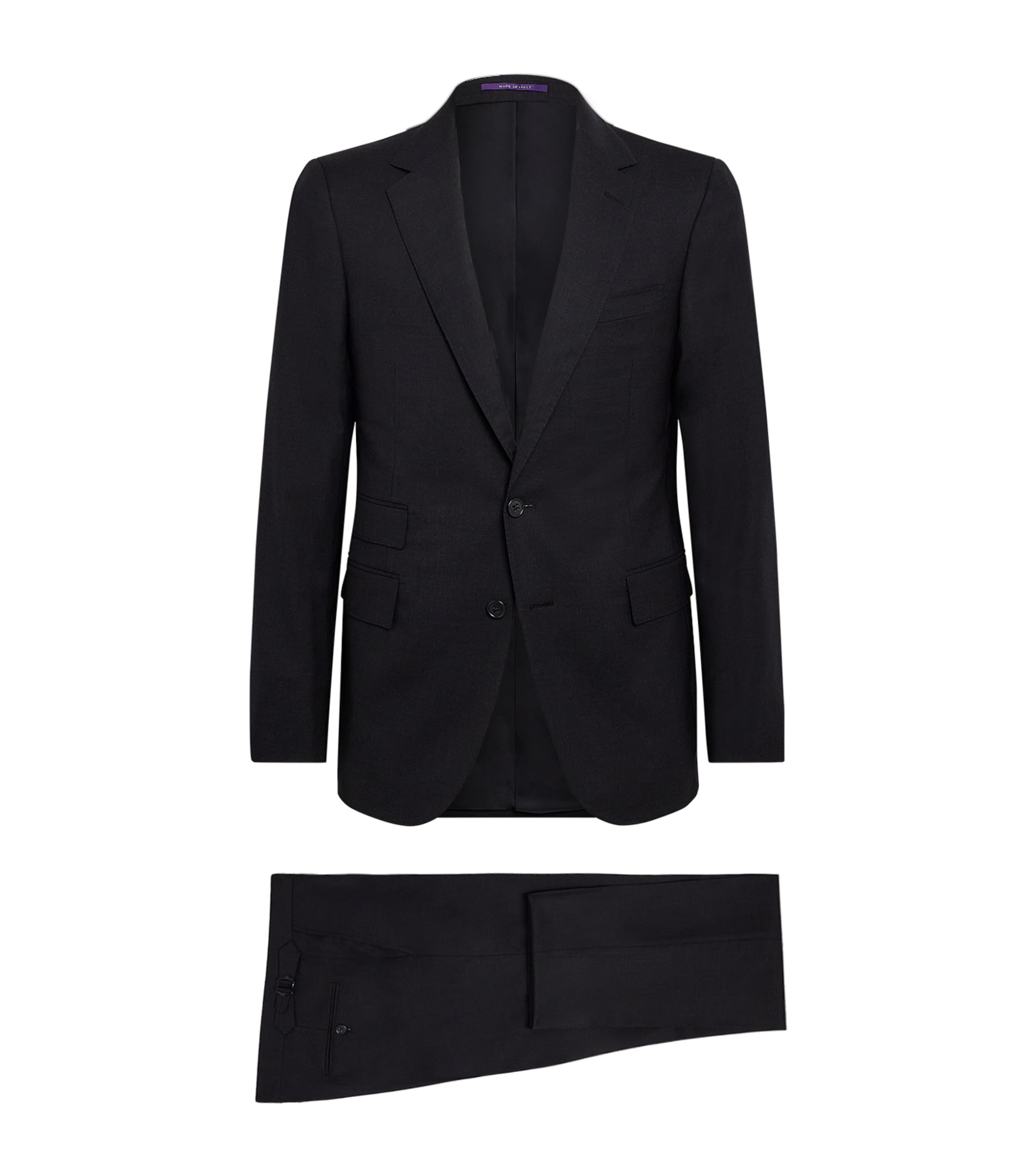Ralph Lauren Purple Label Mens Wool Serge Gregory 2-Piece Suit Black Image 1