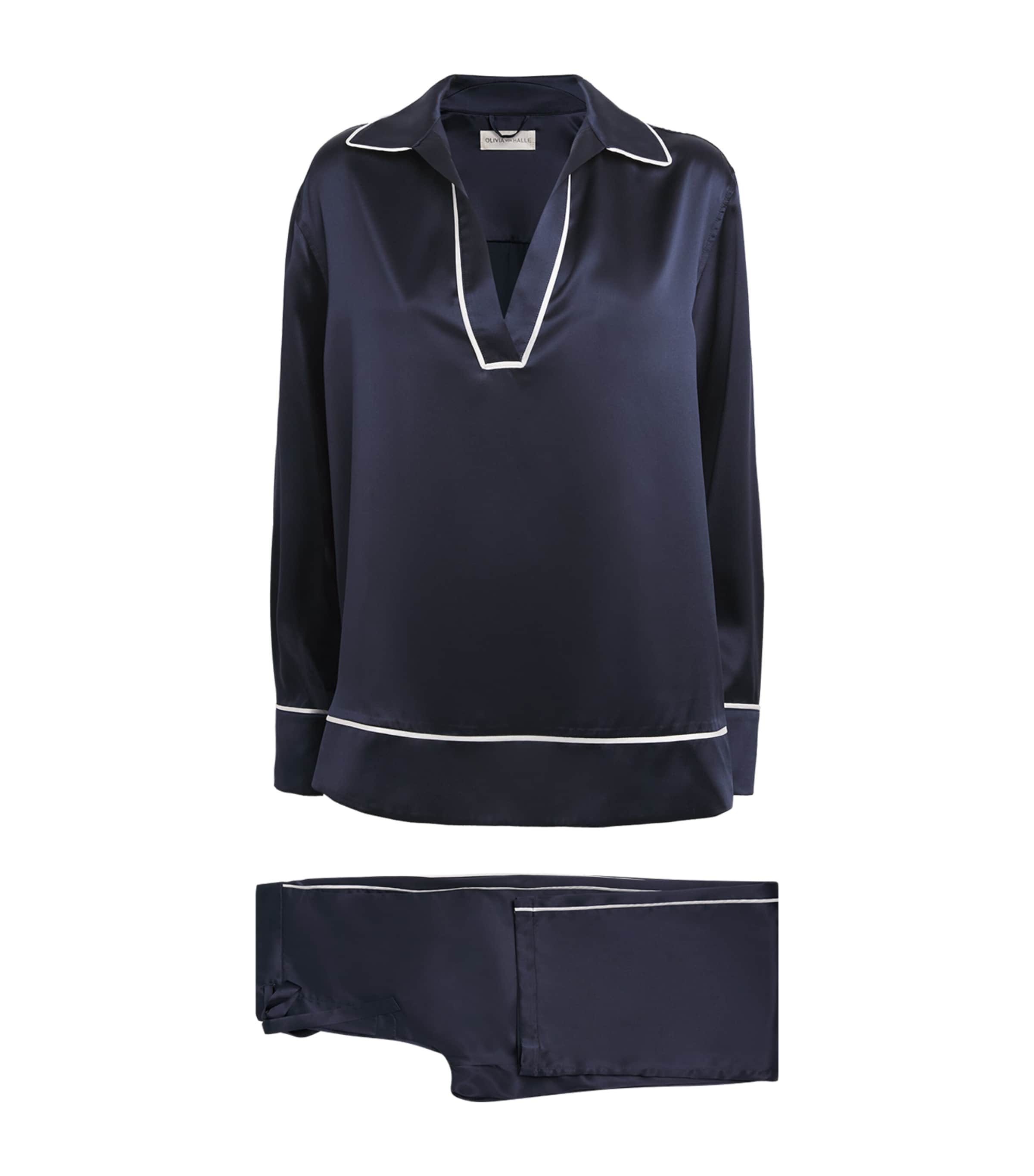 Olivia von Halle Womens Silk Anita Pyjama Set Navy Image 1
