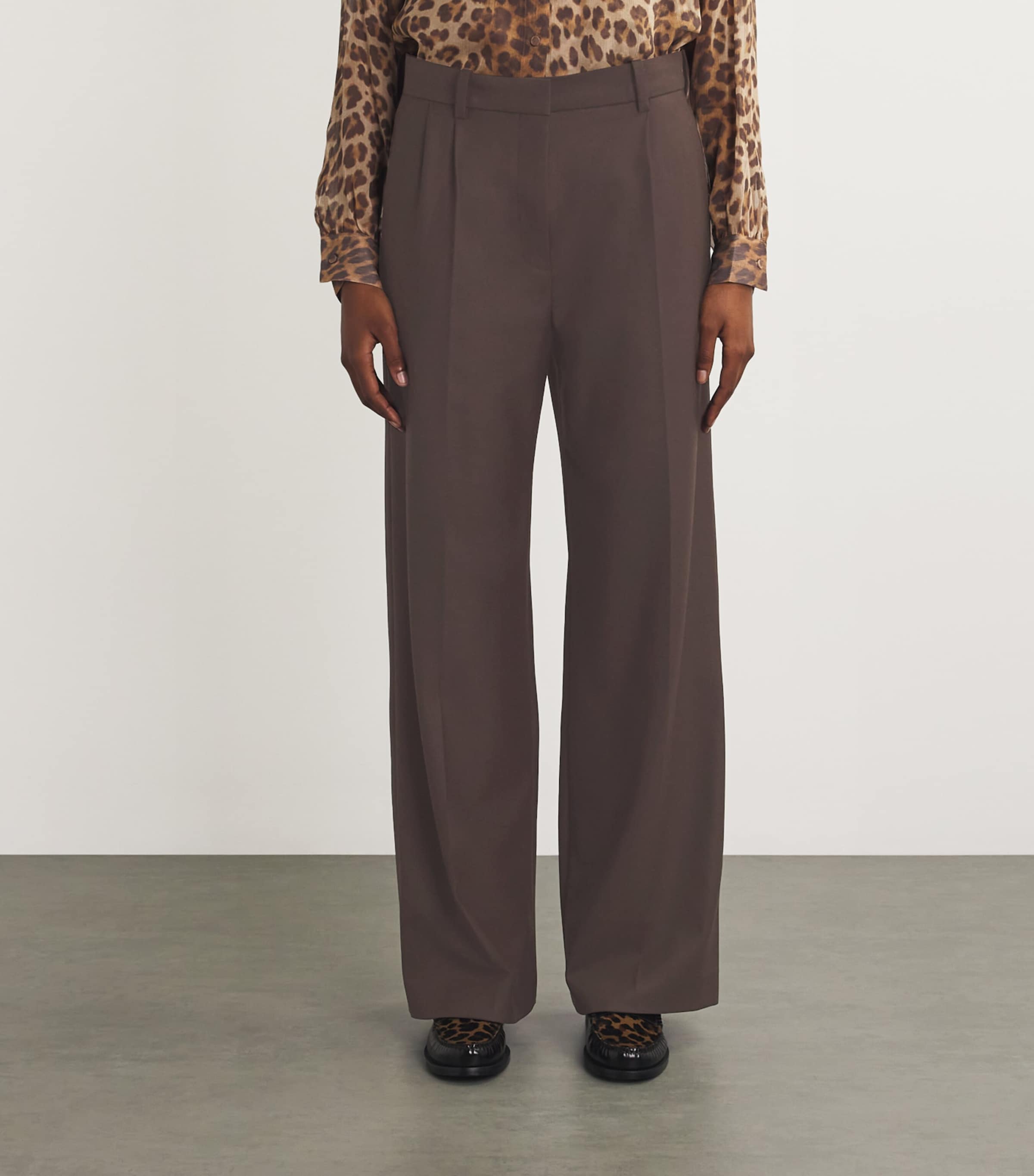 Wide-Leg Tailored Trousers BROWN Image 3