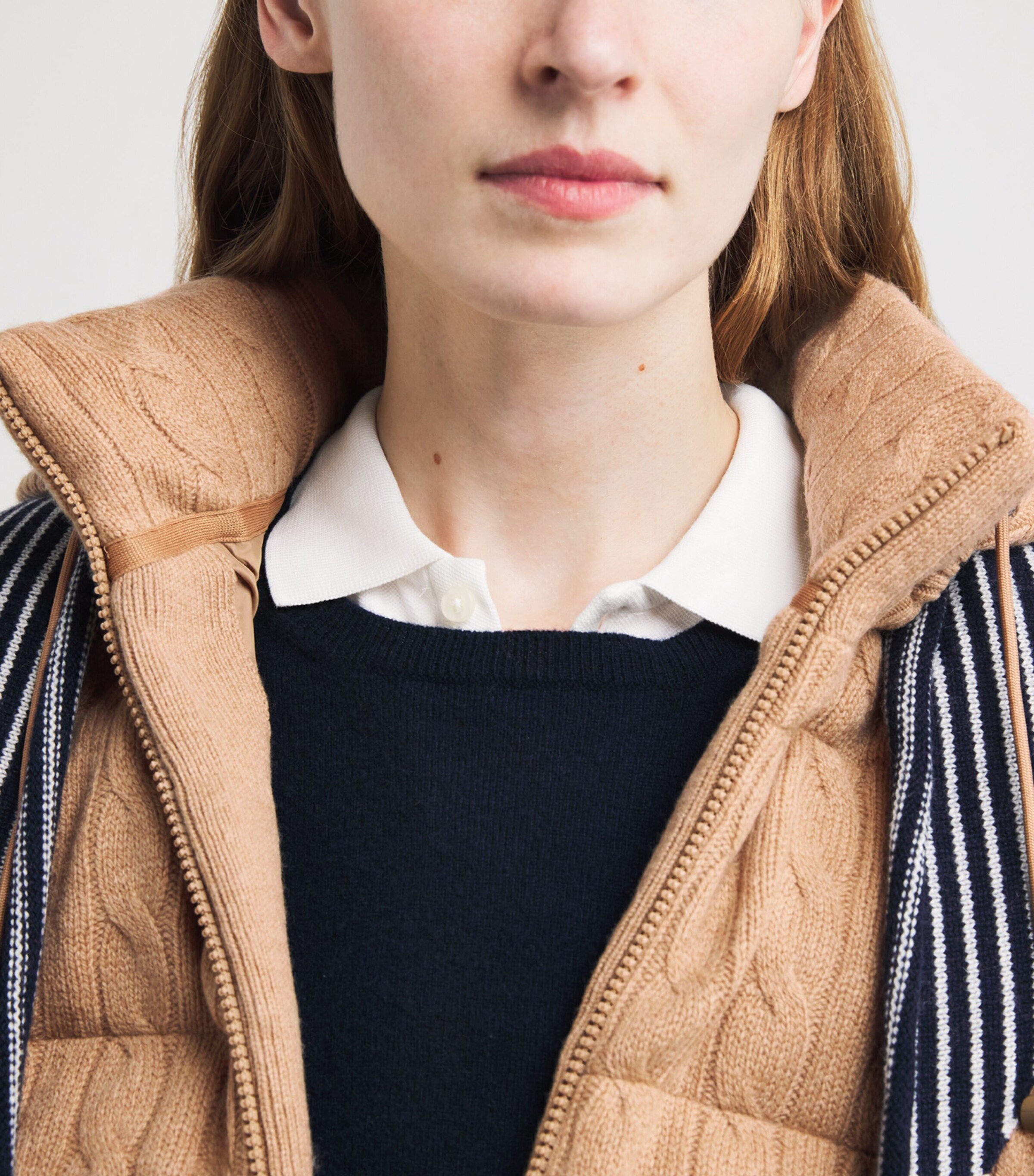 Wool-Cashmere Cable-Knit Puffer Jacket CLLCTN CML MLNGE NVY Image 6