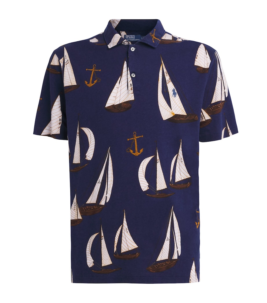 Polo Ralph Lauren Mens Linen-Cotton Sailboat Polo Shirt Nautical Traverse Image 1