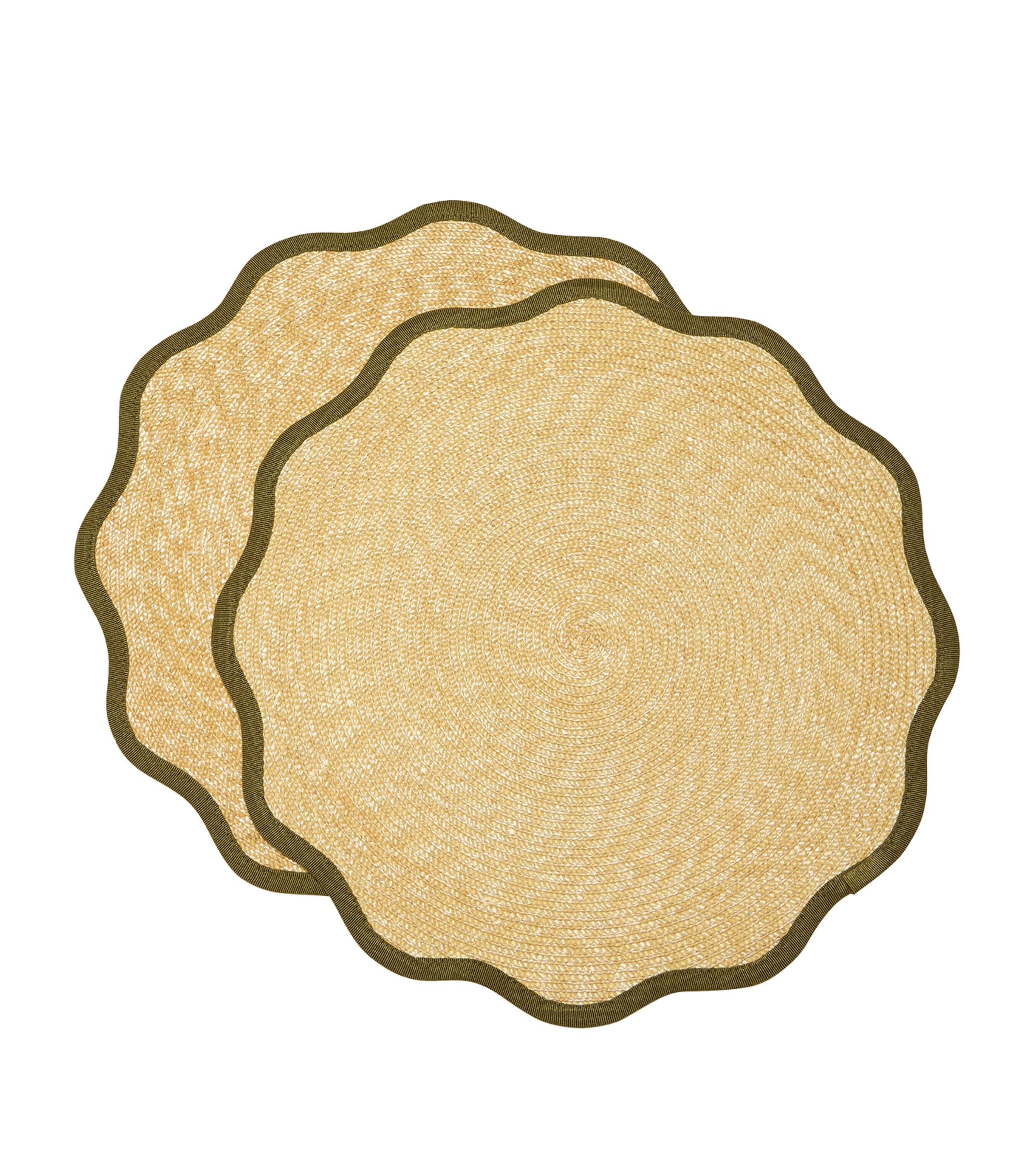 La Doublej Straw Cloud Placemats In Green