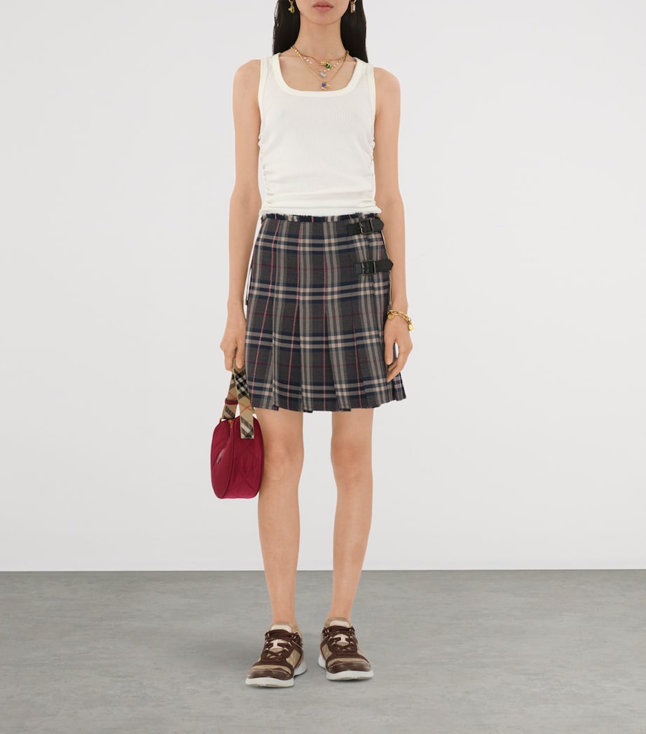 Wool Check Kilt Mini Skirt FIGBK AMETHYST IP C Image 2
