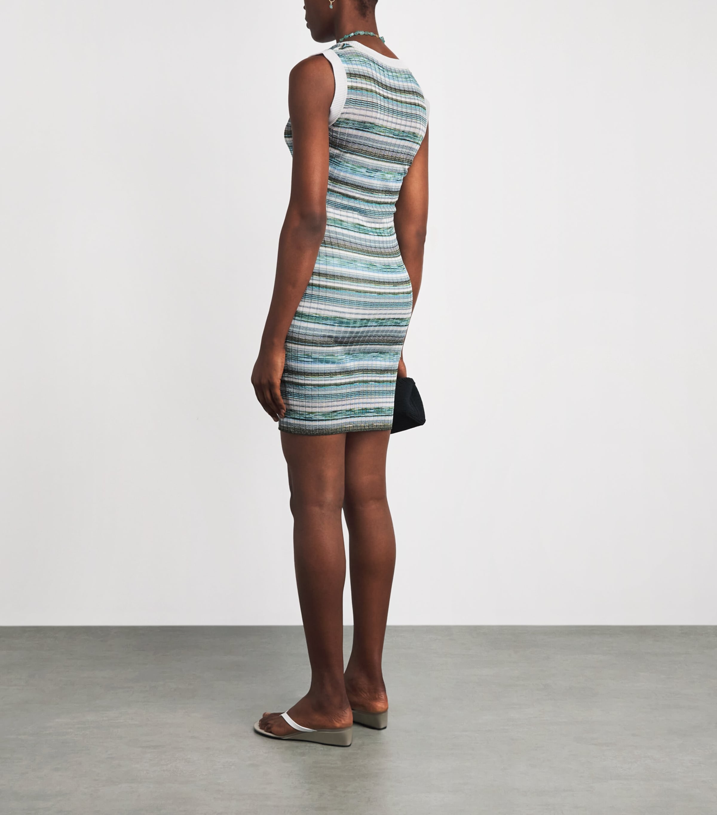 Missoni Womens Sleeveless Stripe Mini Dress Bl W Gr, Wt Image 4