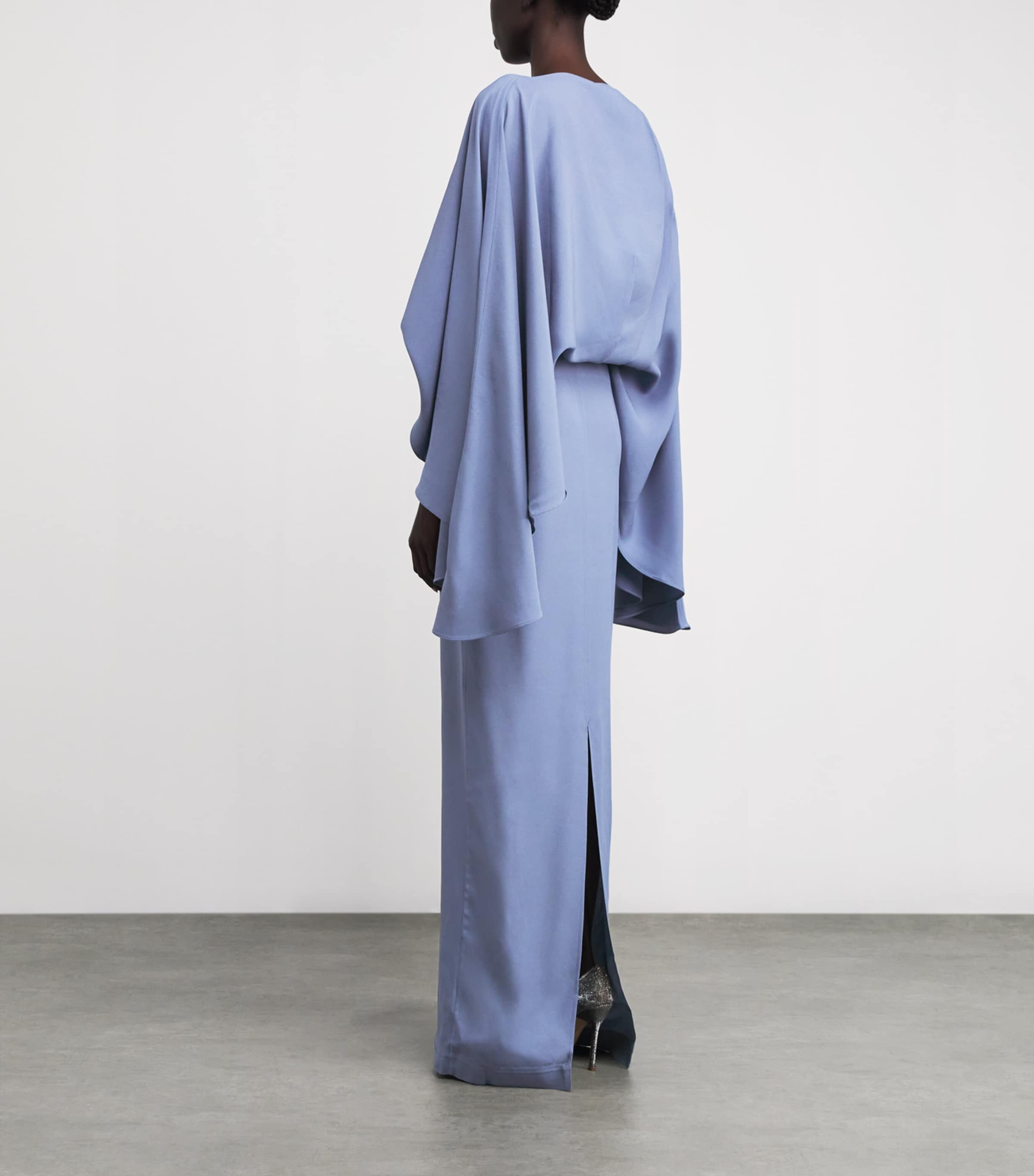 Crepe Cady Draped Eolia Gown SMOKE BLUE Image 3