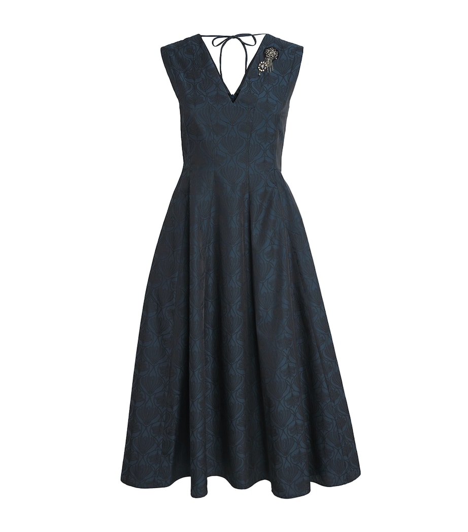 Crystal Brooch Jacquard Midi Dress MIDNIGHTBLUE Image 1