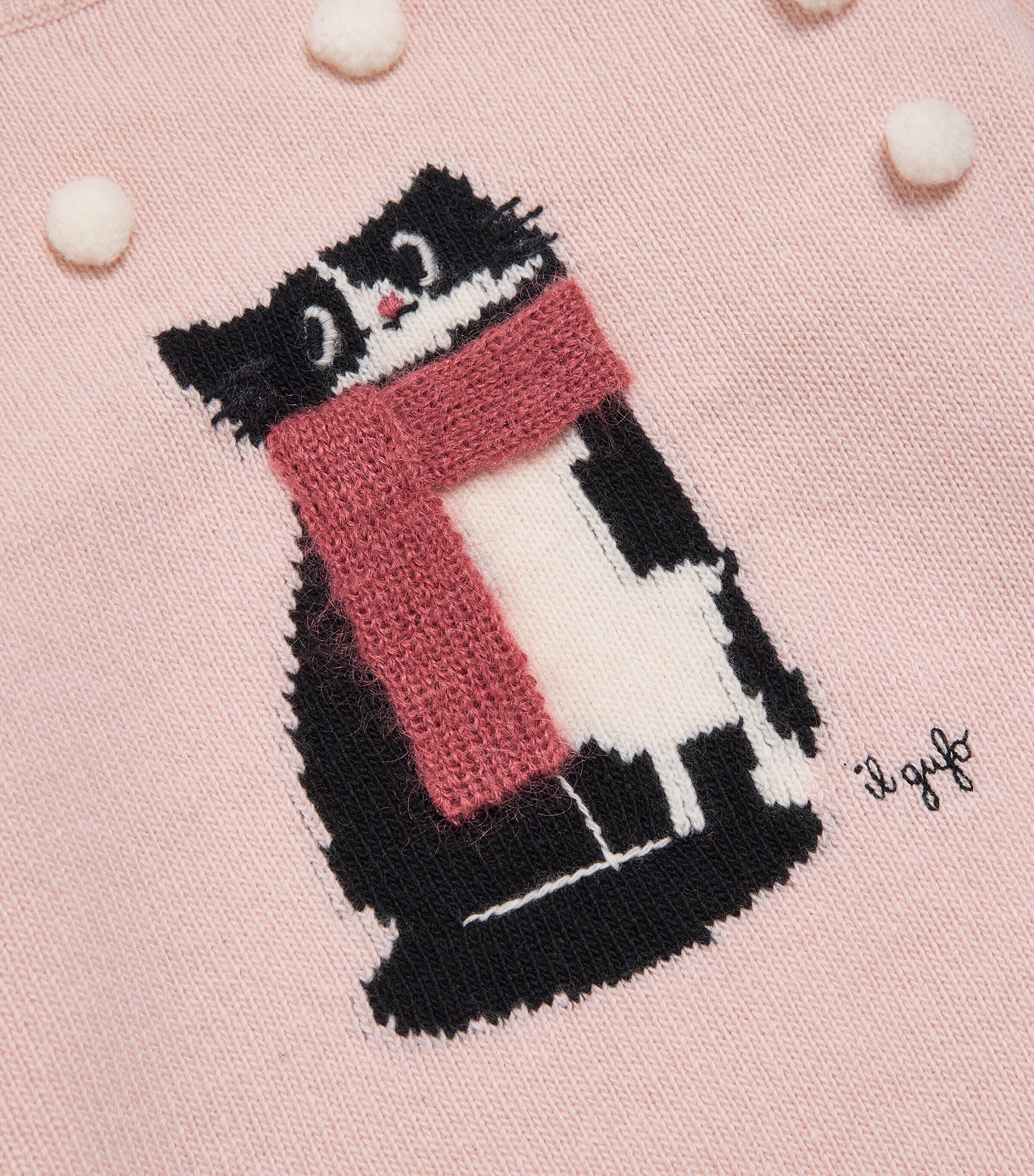Virgin Wool Cat Sweater (6 Years) 304SMOOTHIE PINK Image 3