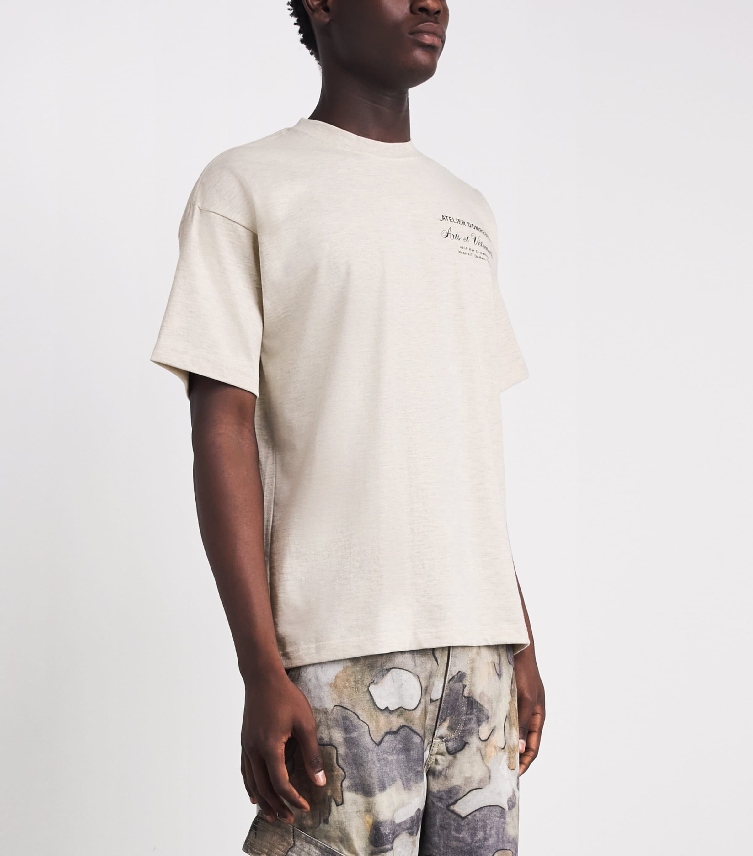 DOMREBEL Mens Cotton Arts Vetements T-Shirt Greige Image 4