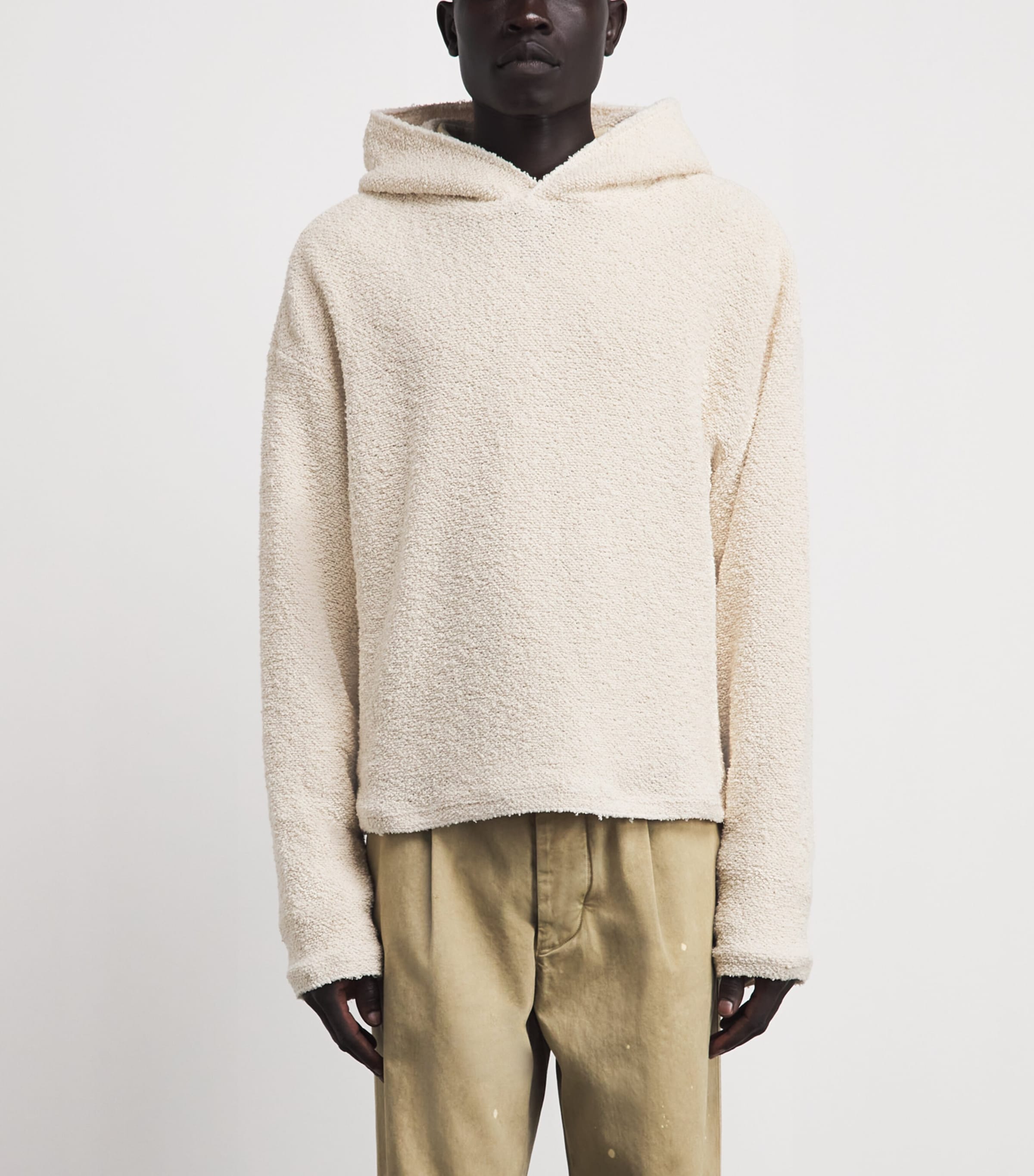 424 Mens Cotton-Blend Bouclé Hoodie Natural Image 4