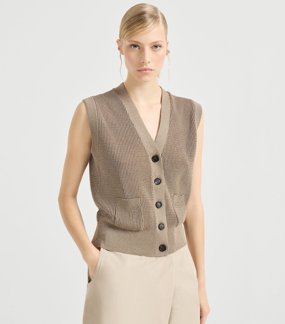 Cotton-Blend Sleeveless Cardigan CCJ17 Image 2
