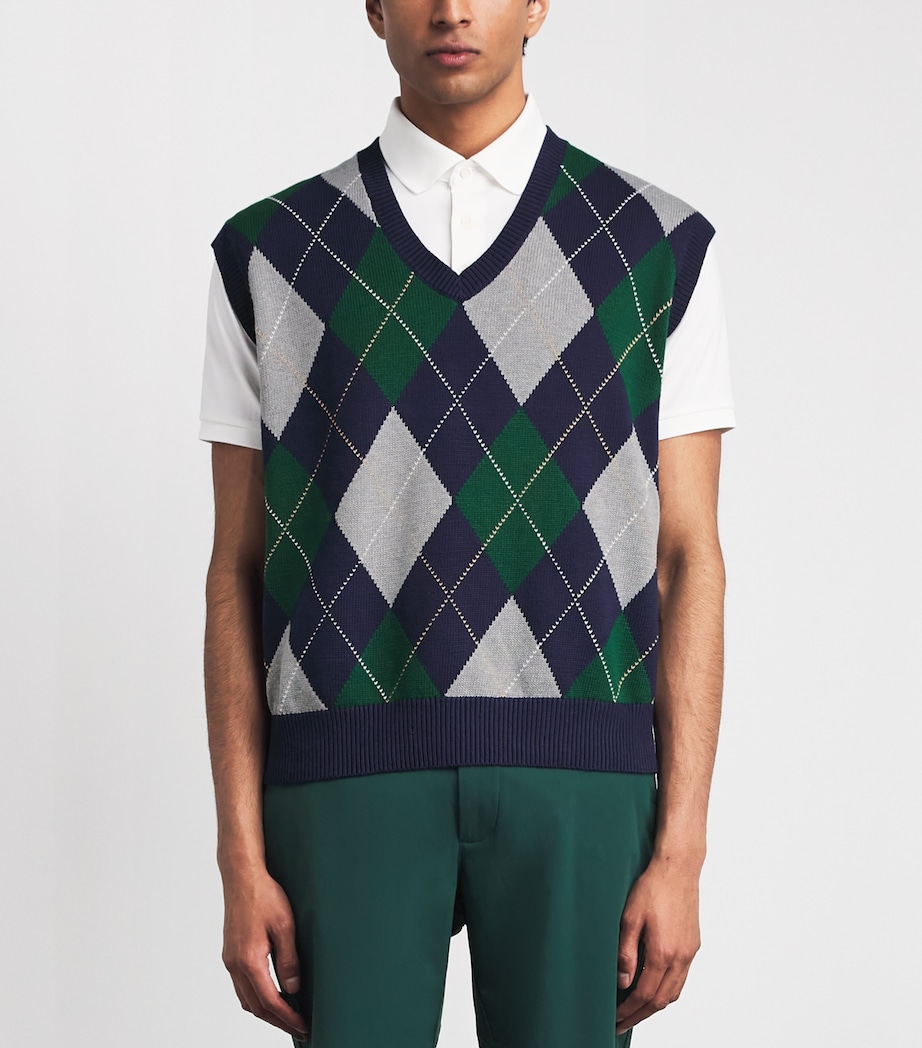 RLX Ralph Lauren Mens Cotton-Blend Sweater Vest Argyle Multi Image 4