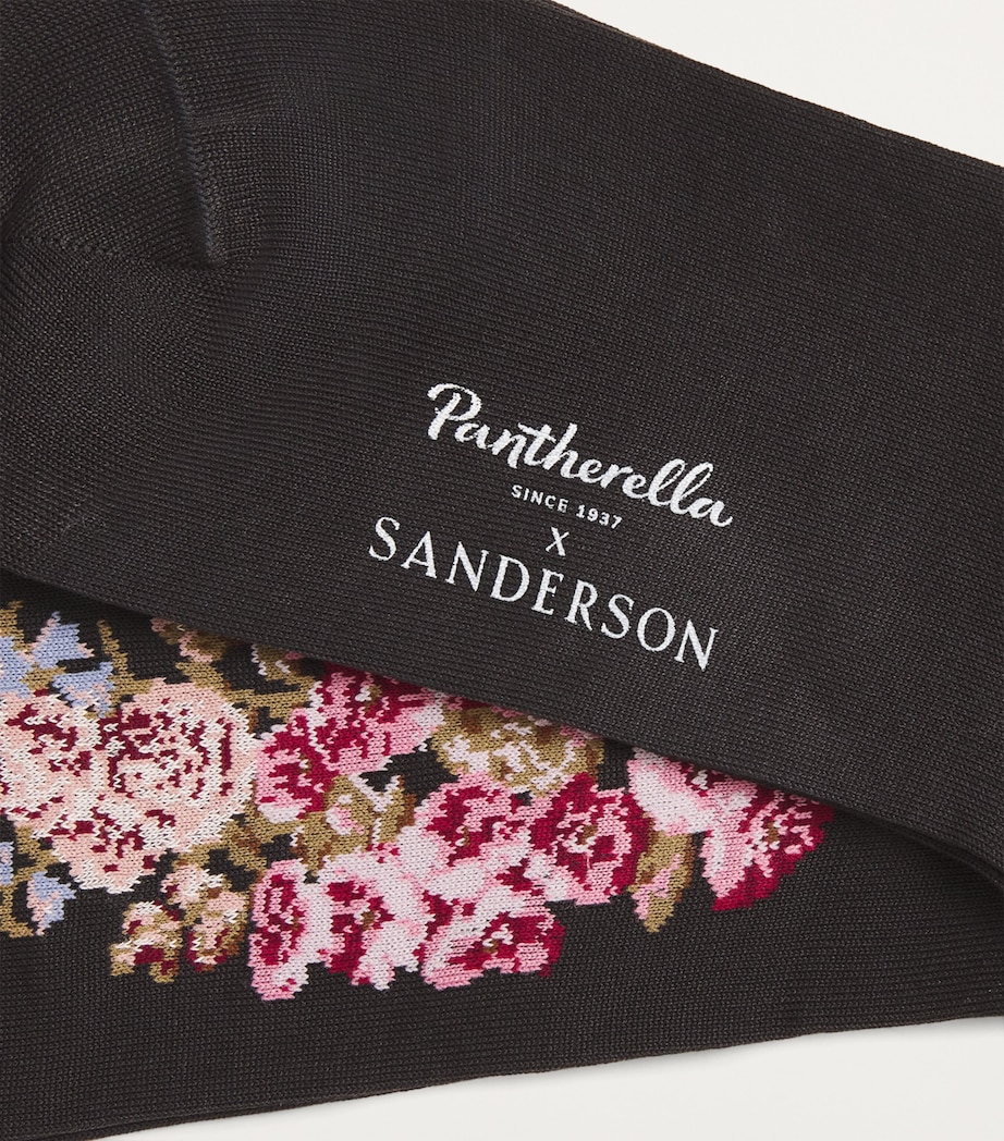 x Sanderson Cotton-Blend Hollyhocks Socks BLACK 01 Image 2