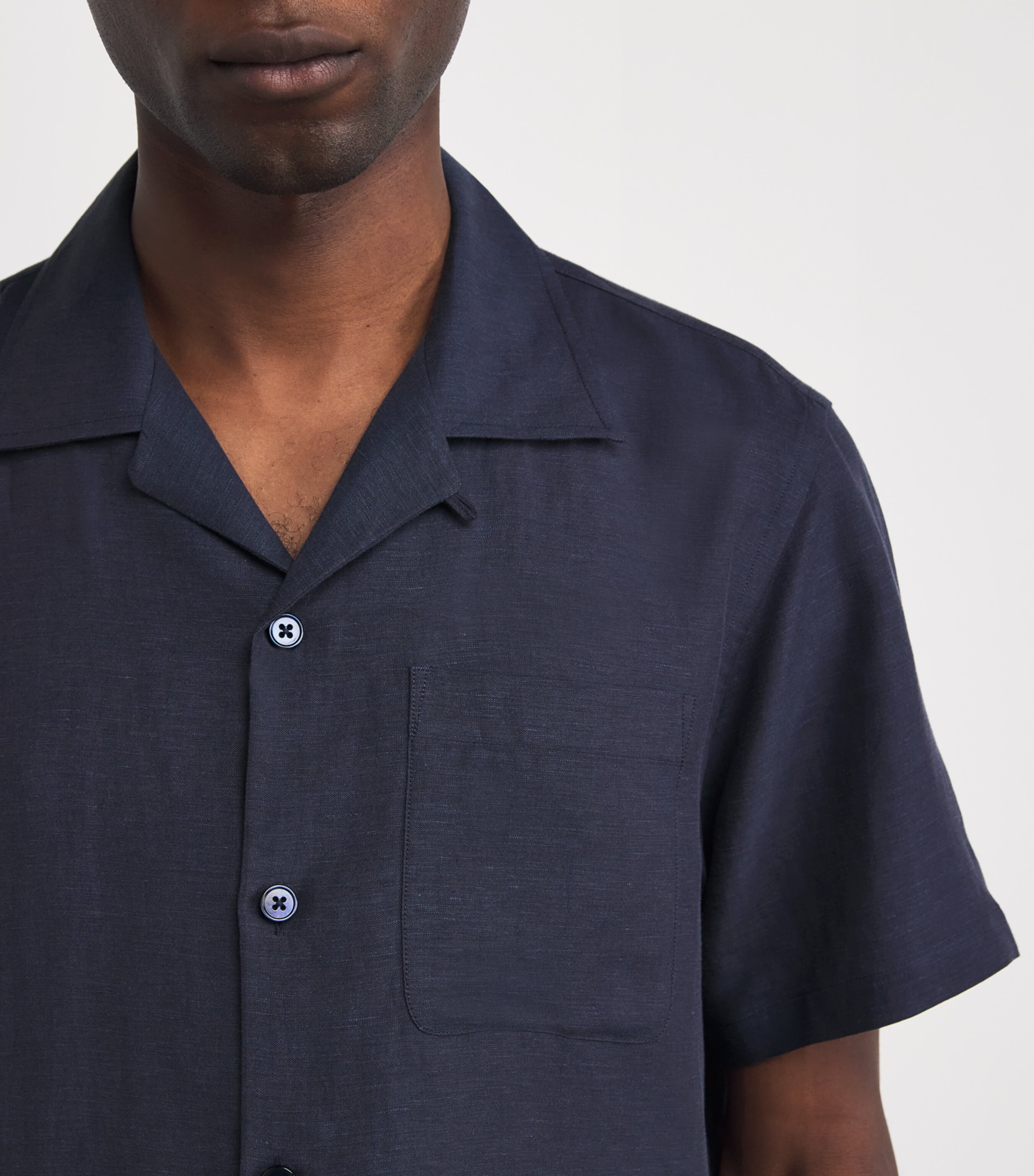 Ralph Lauren Purple Label Navy x Wimbledon Silk-Linen Archer Shirt