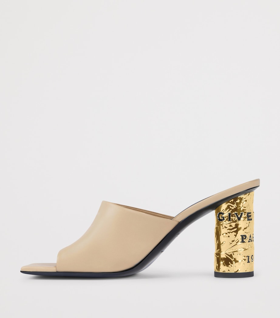 Leather Tape Heeled Mules 85 BEIGE Image 3